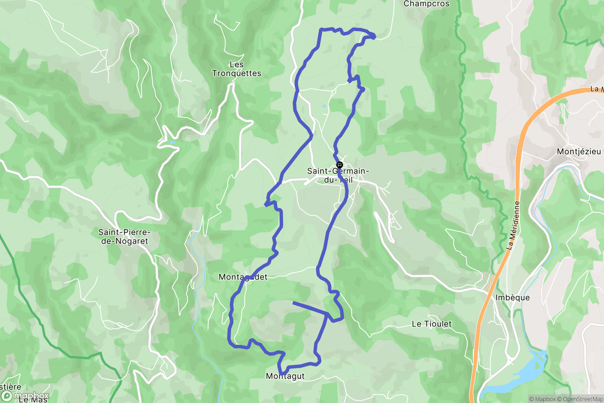 Saint-Germain-du-Teil : carte du parcours de randonnée - France