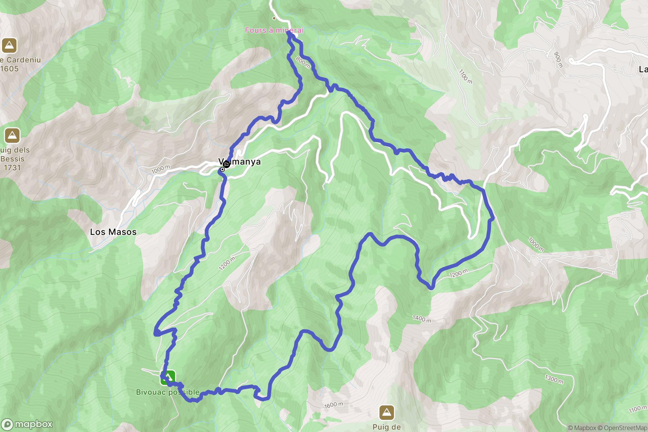 Valmanya : carte du parcours de randonnée - France