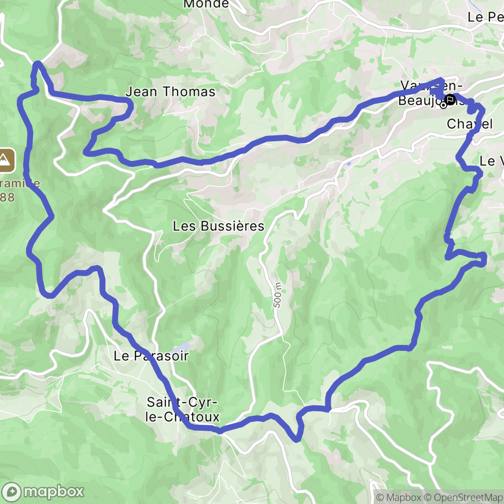 Vaux-en-Beaujolais : carte du parcours de randonnée - France