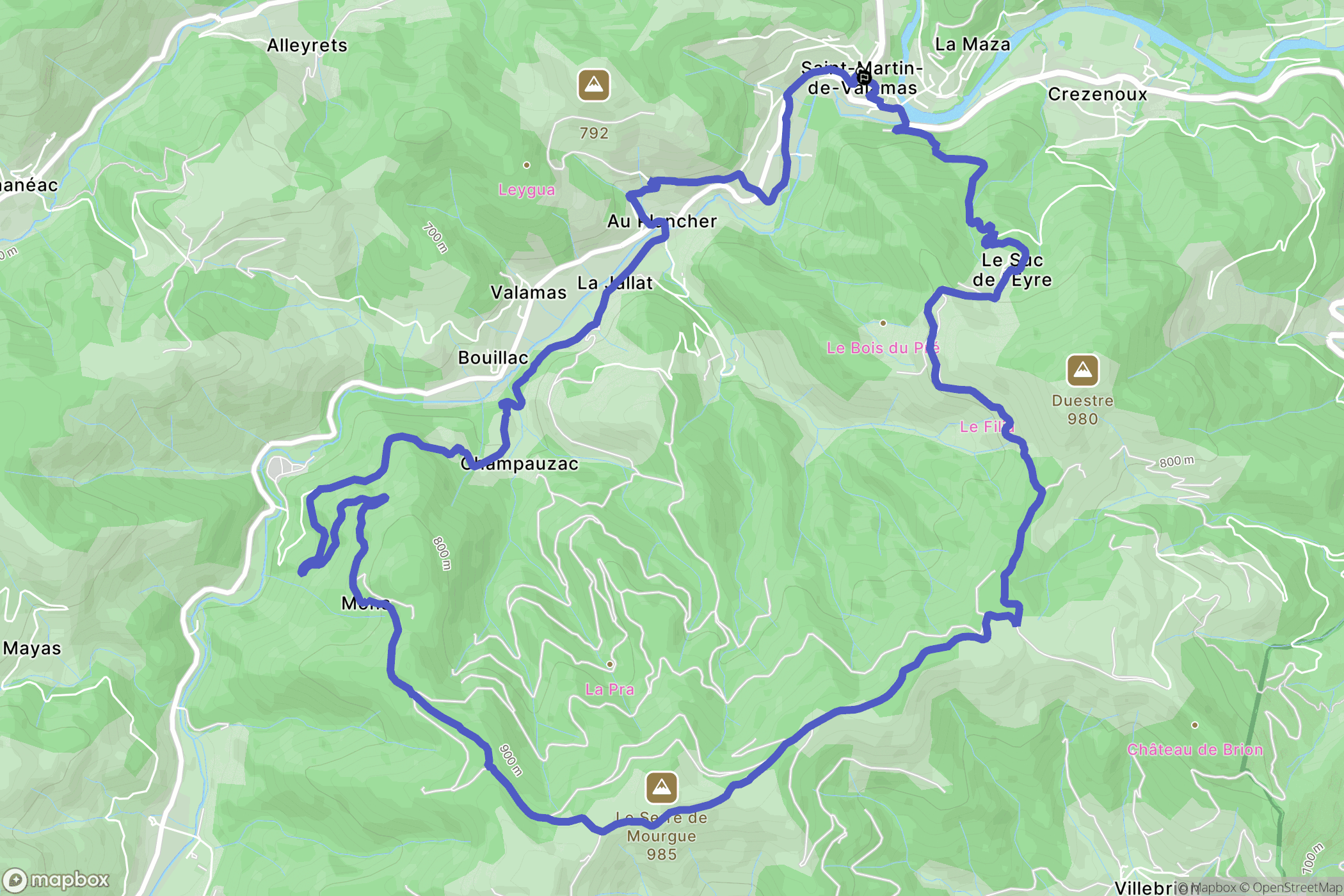 Saint-Martin-de-Valamas : carte du parcours de randonnée - France