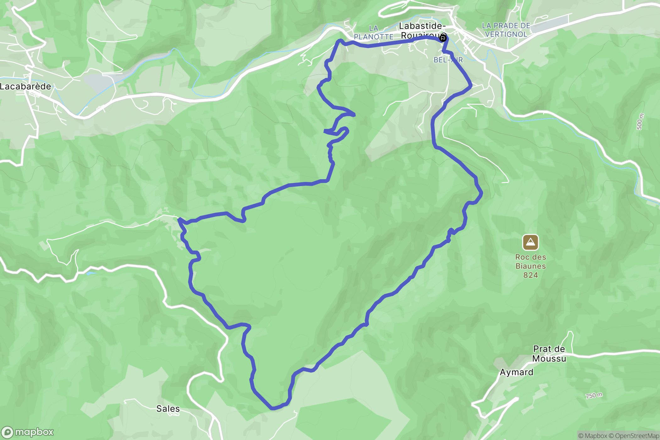 Labastide-Rouairoux : carte du parcours de randonnée - France