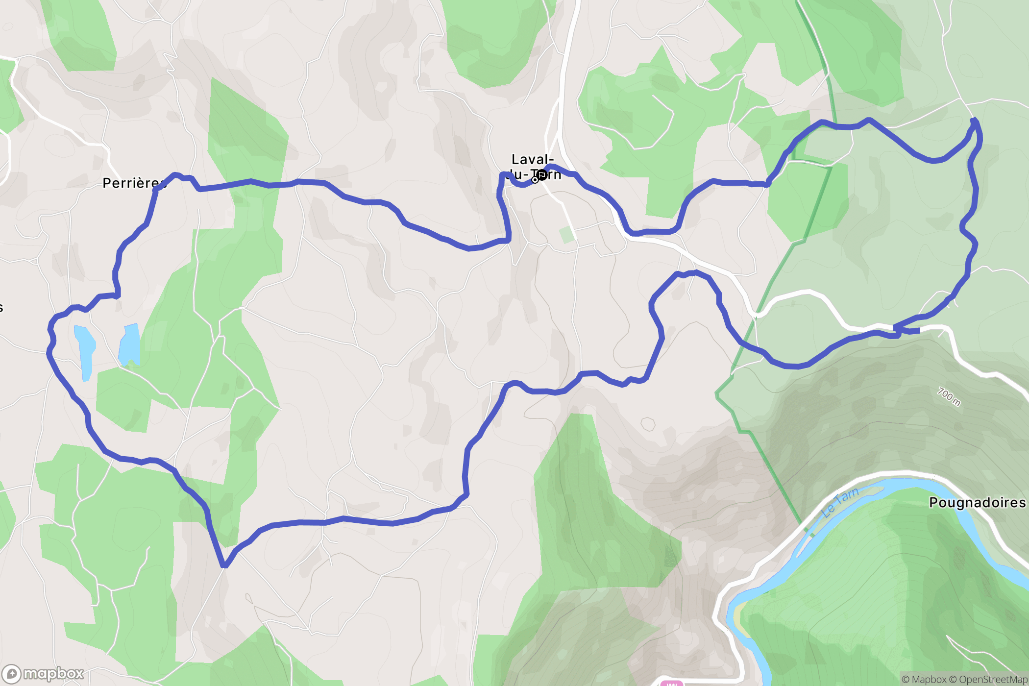 Laval-du-Tarn : carte du parcours de randonnée - France