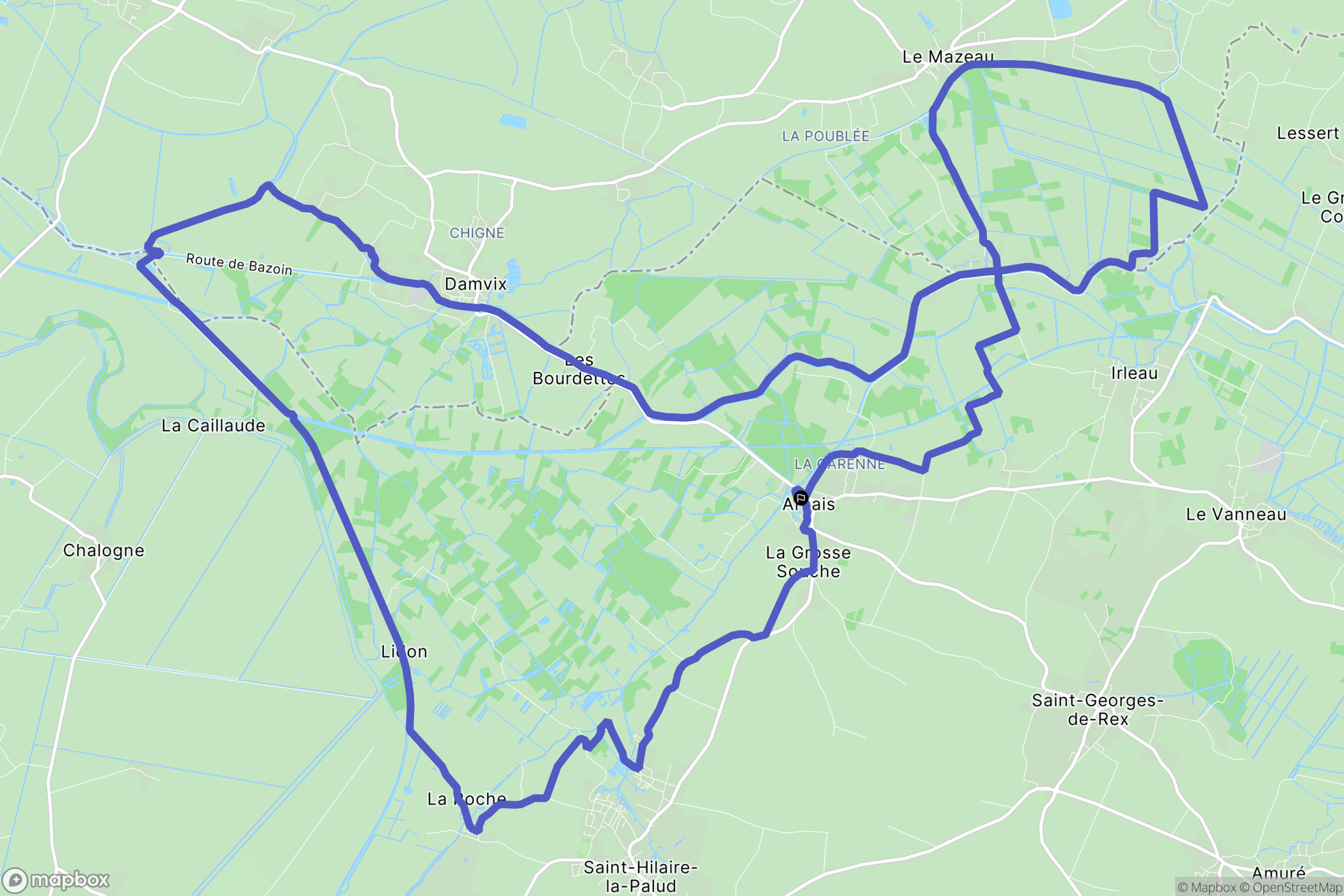 Arçais : carte du parcours de randonnée - France