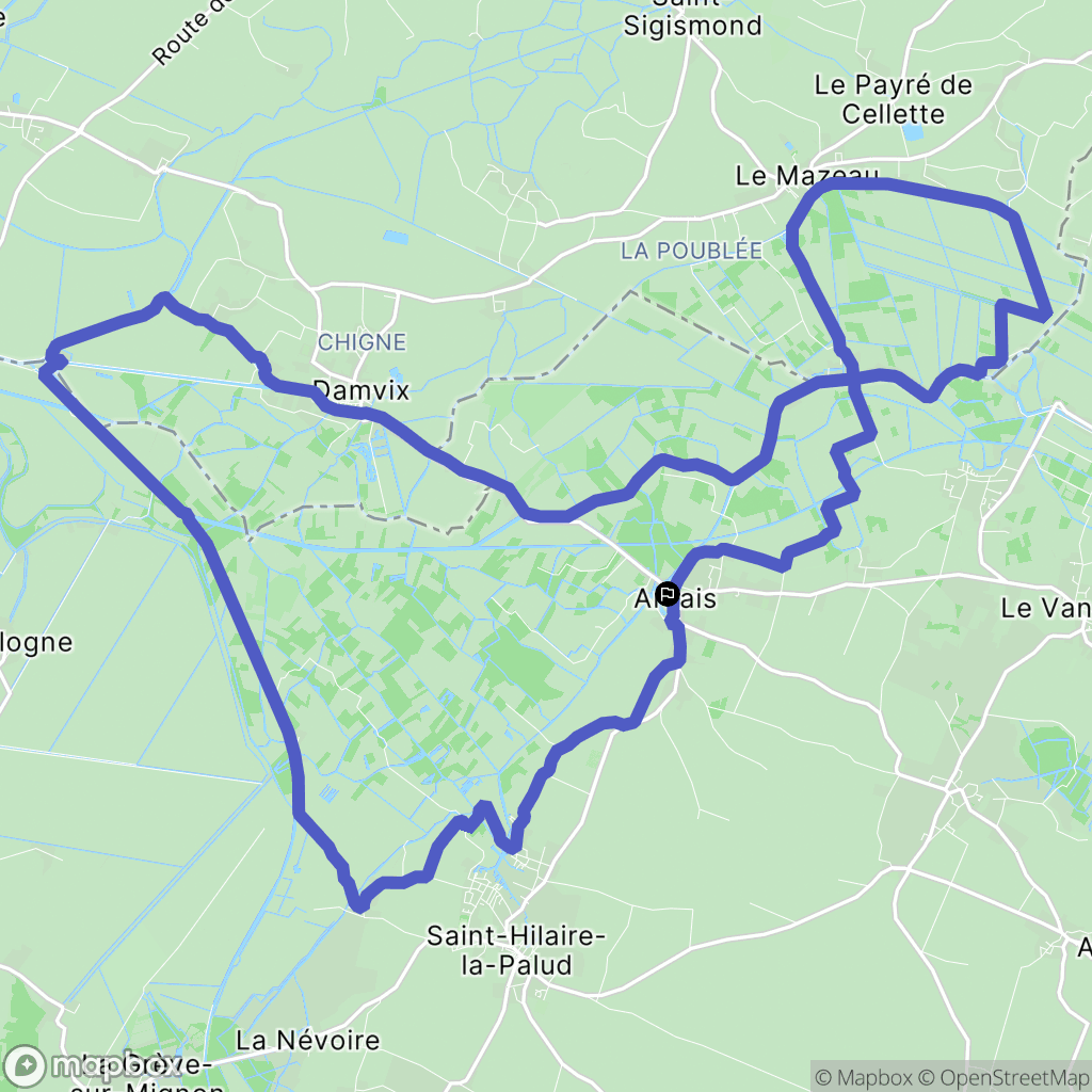 Arçais : carte du parcours de randonnée - France