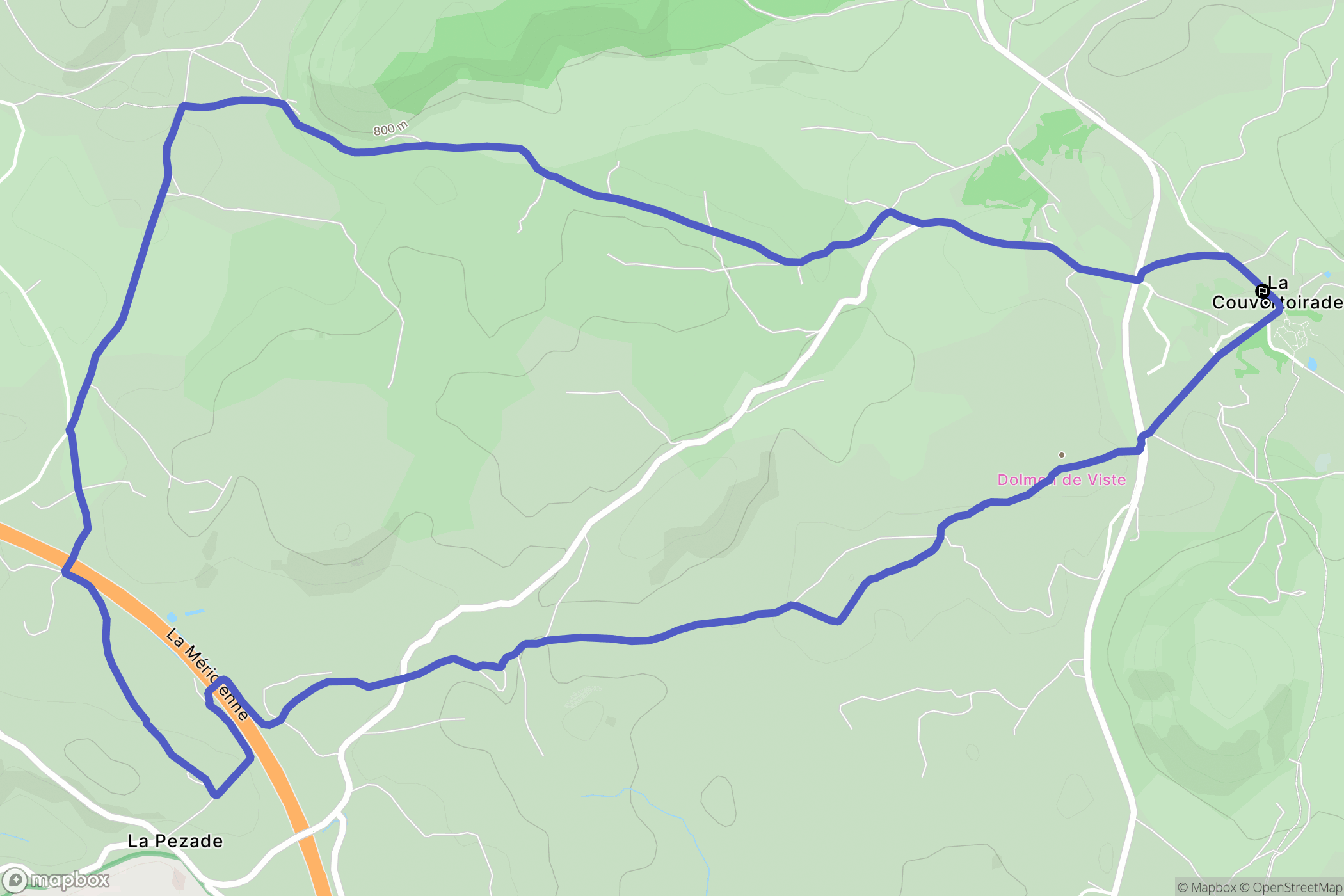 La Couvertoirade : carte du parcours de randonnée - France