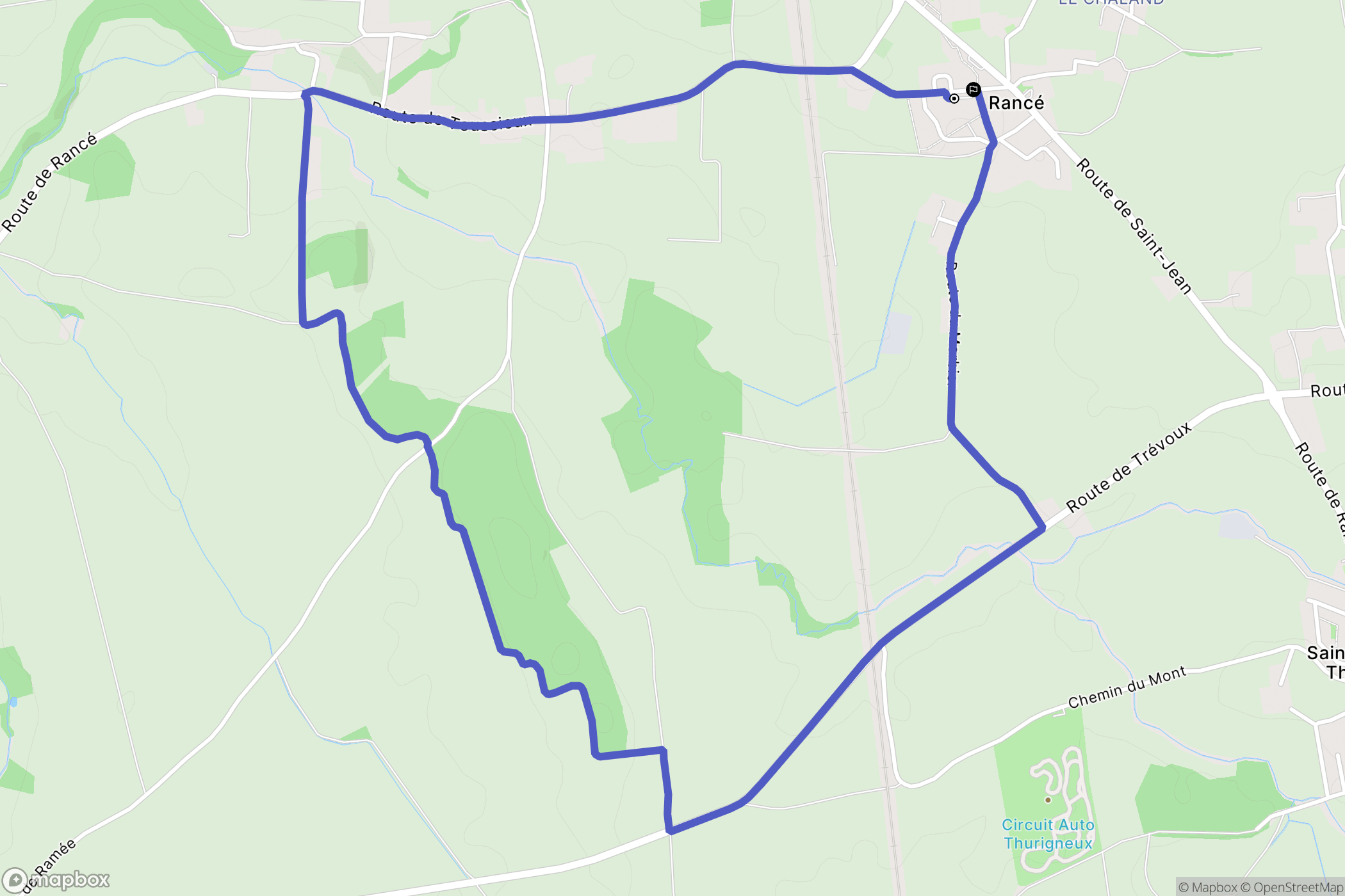 Rancé : carte du parcours de randonnée - France