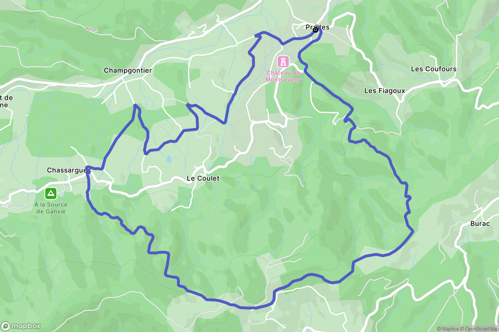 Prades : carte du parcours de randonnée - France
