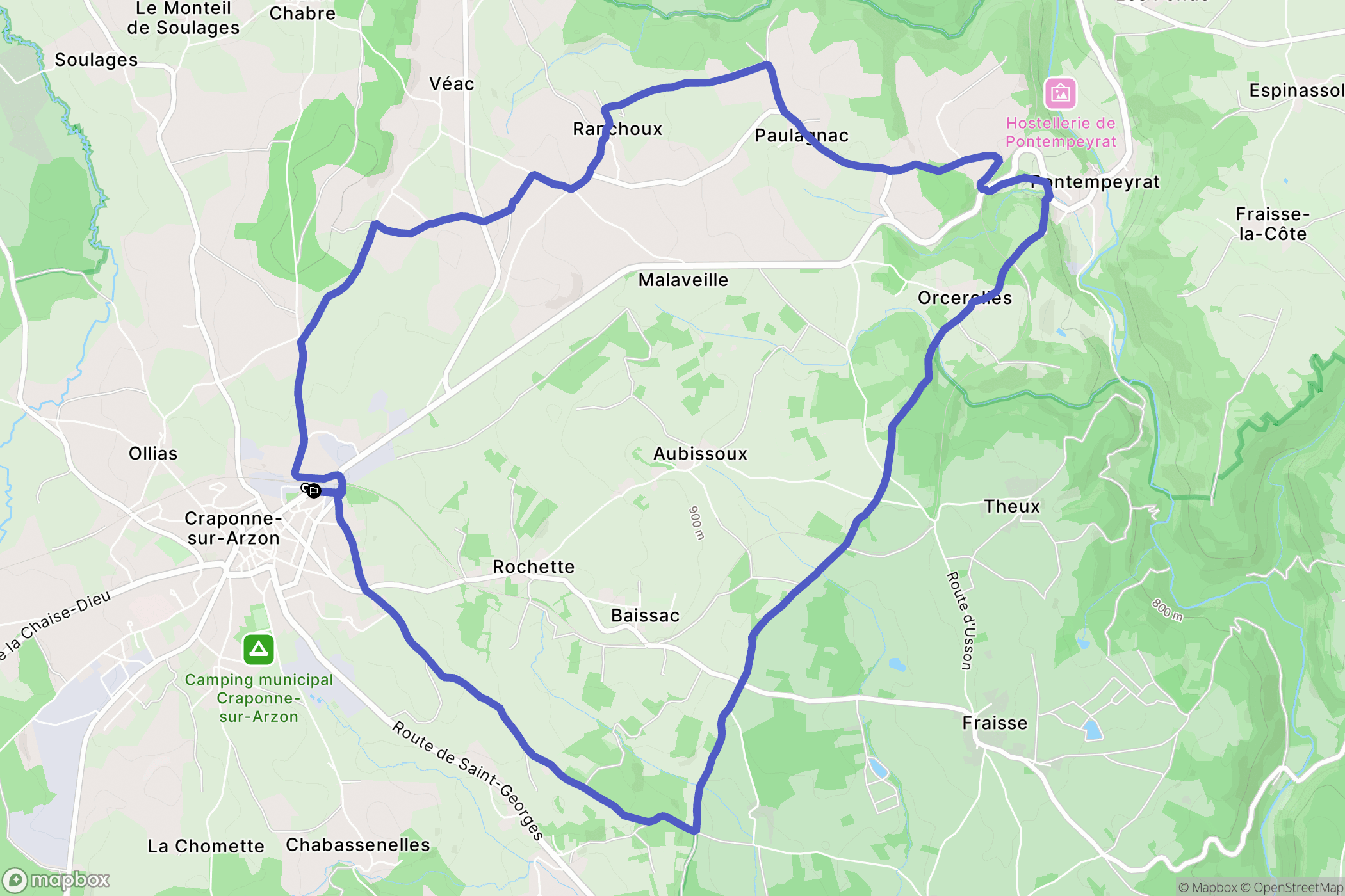 Craponne-sur-Arzon : carte du parcours de randonnée - France