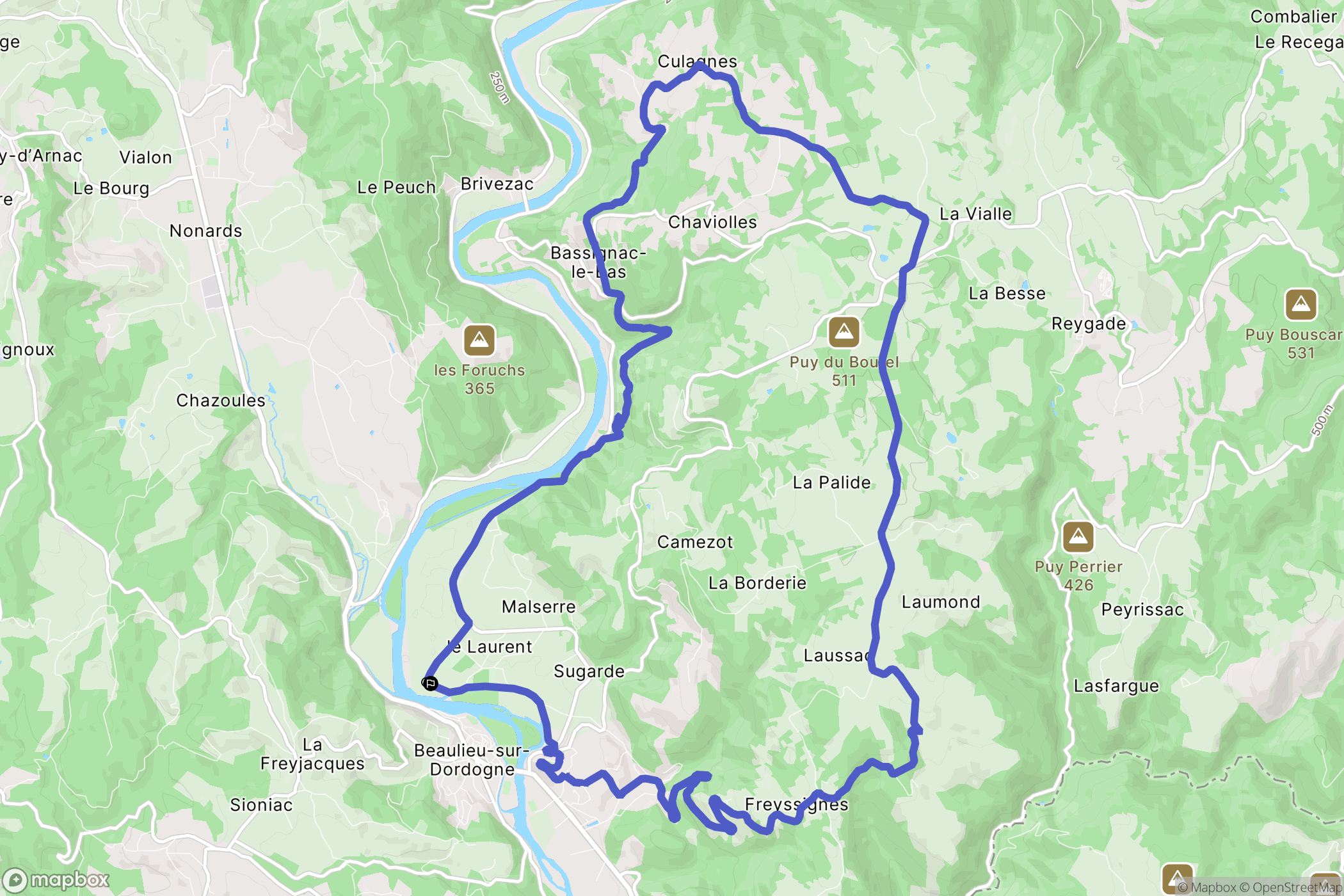 Altillac : carte du parcours de randonnée - France