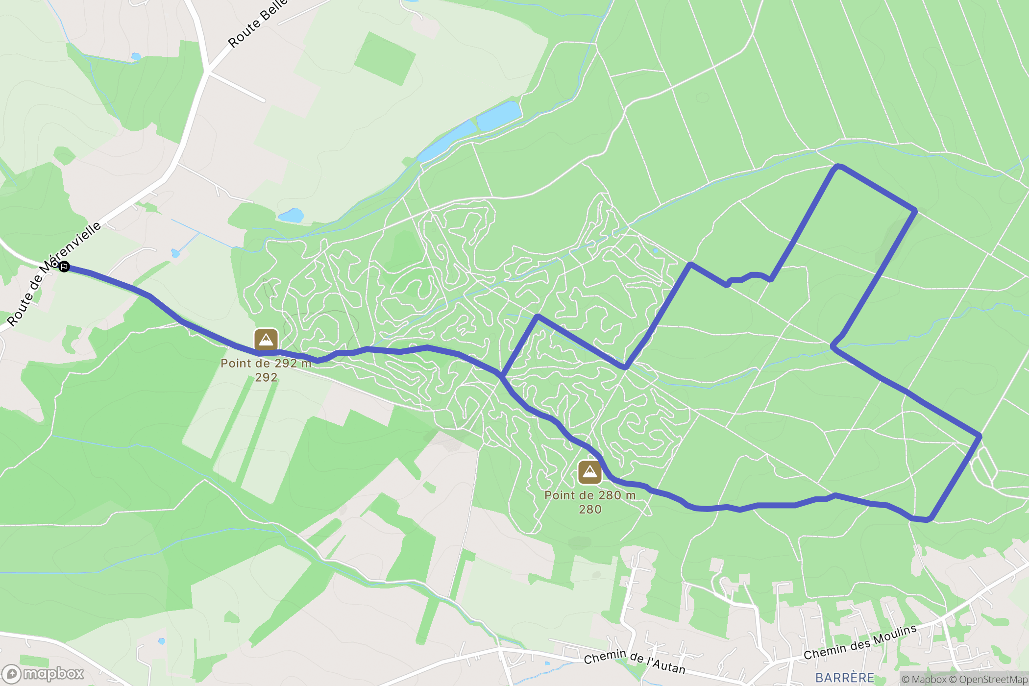 Pujaudran : carte du parcours de randonnée - France