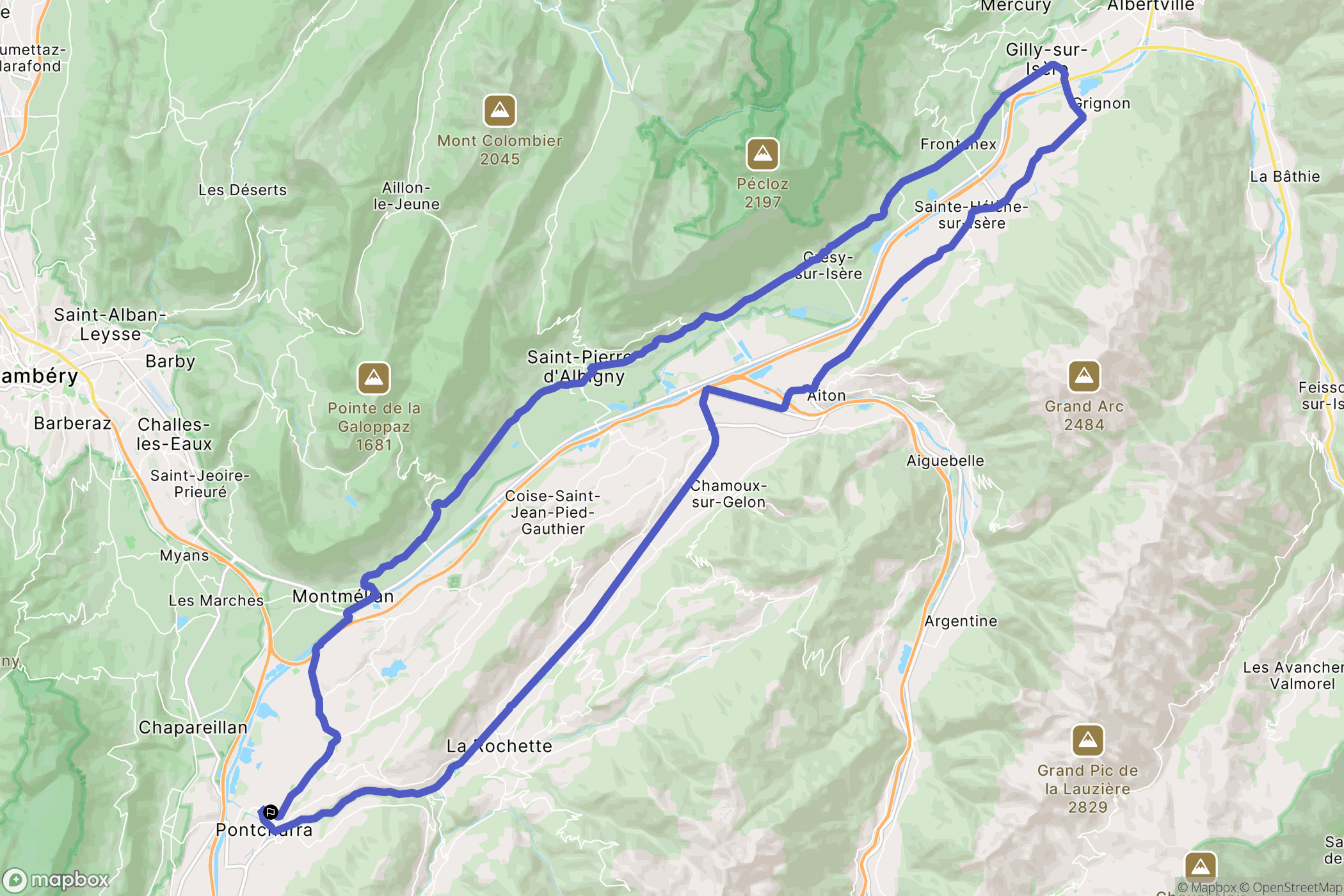 Pontcharra : carte du parcours de randonnée - France
