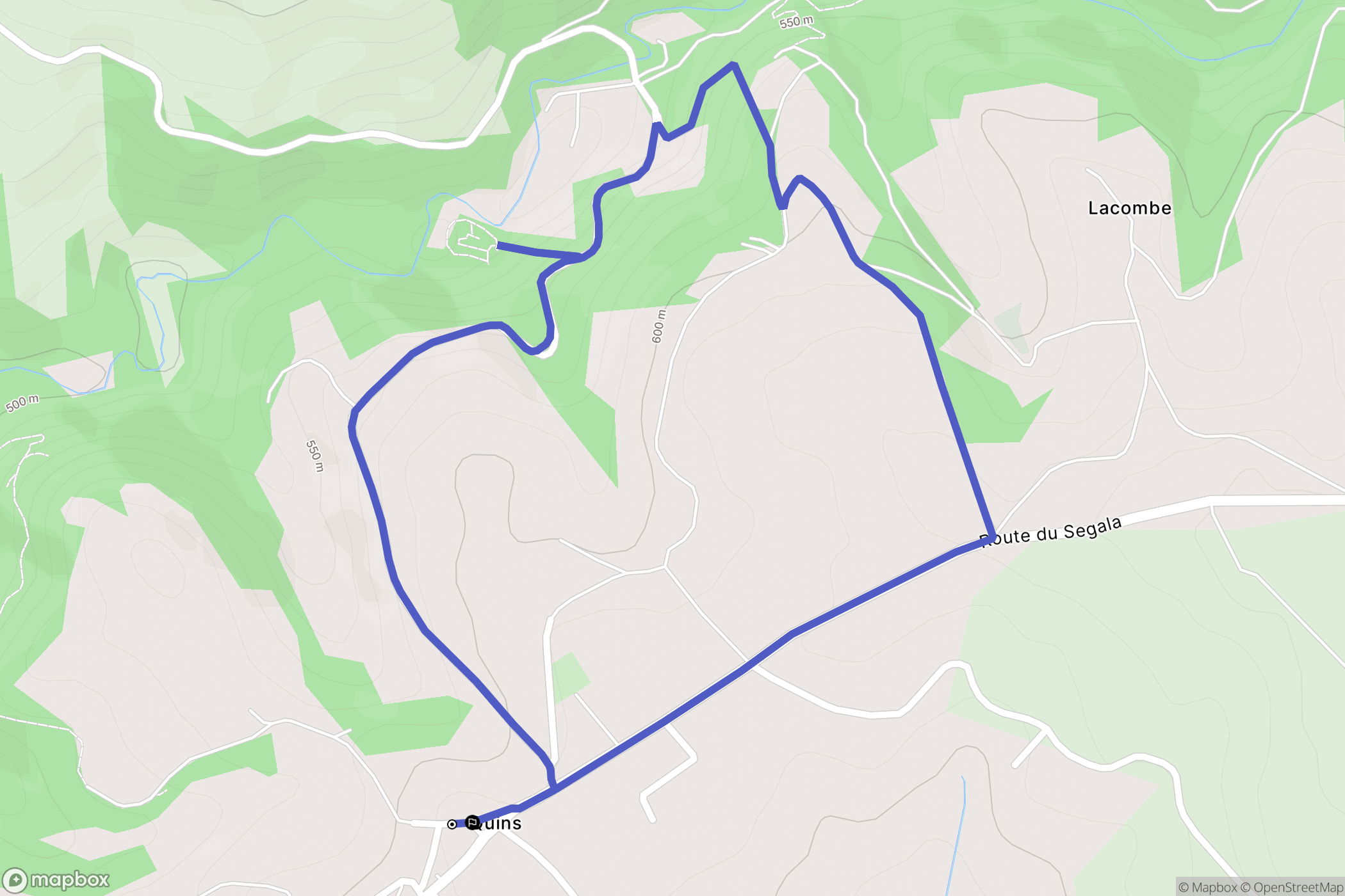 Quins : carte du parcours de randonnée - France