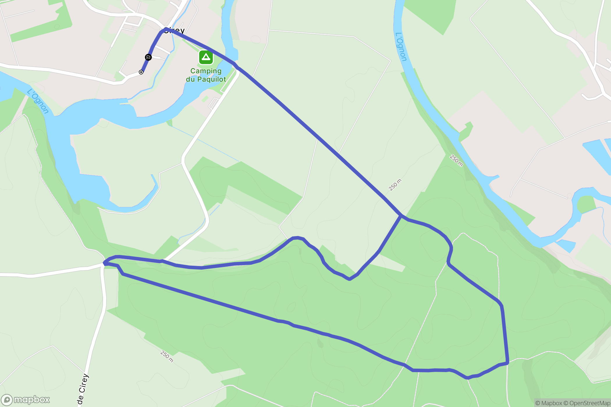Cirey : carte du parcours de randonnée - France