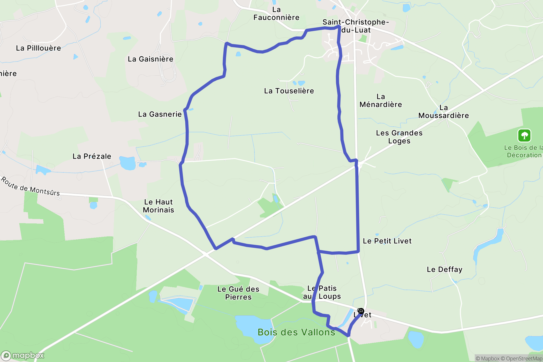 Livet : carte du parcours de randonnée - France