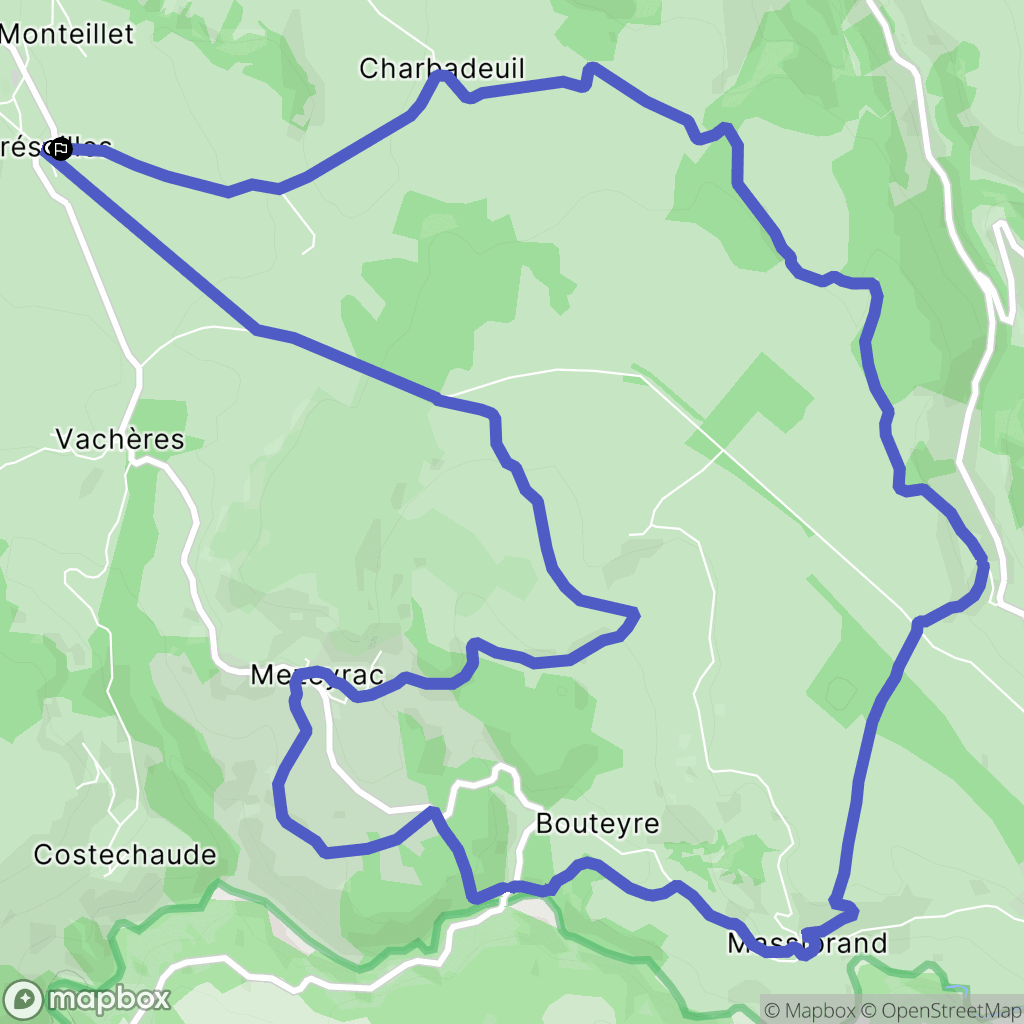Présailles : carte du parcours de randonnée - France