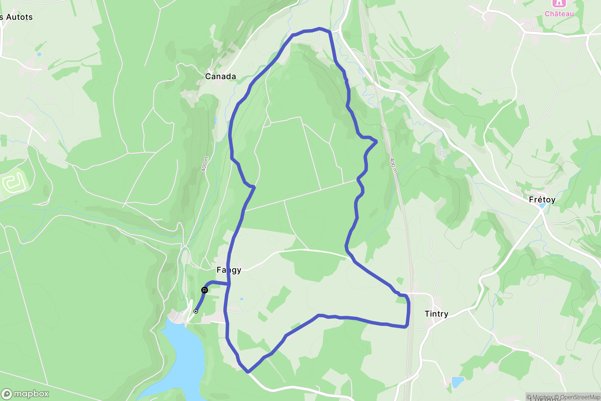 Tintry : carte du parcours de randonnée - France