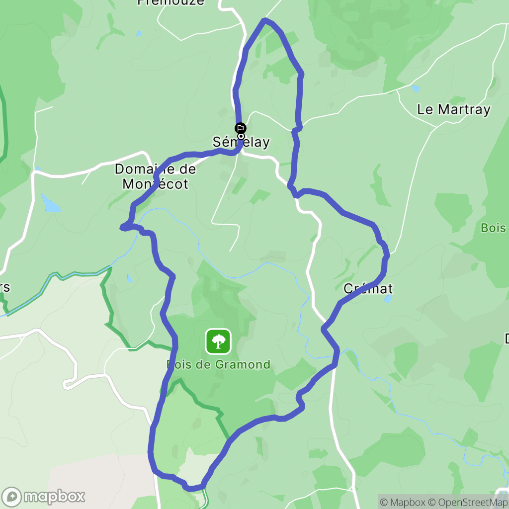 Sémelay : carte du parcours de randonnée - France