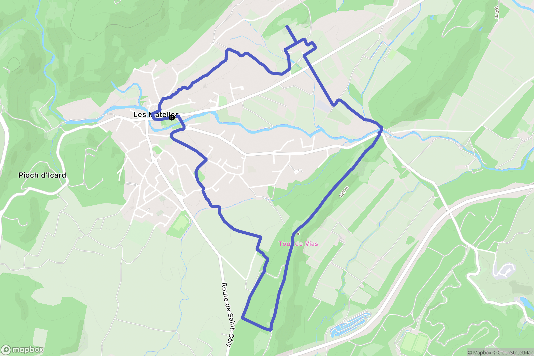 Les Matelles : carte du parcours de randonnée - France