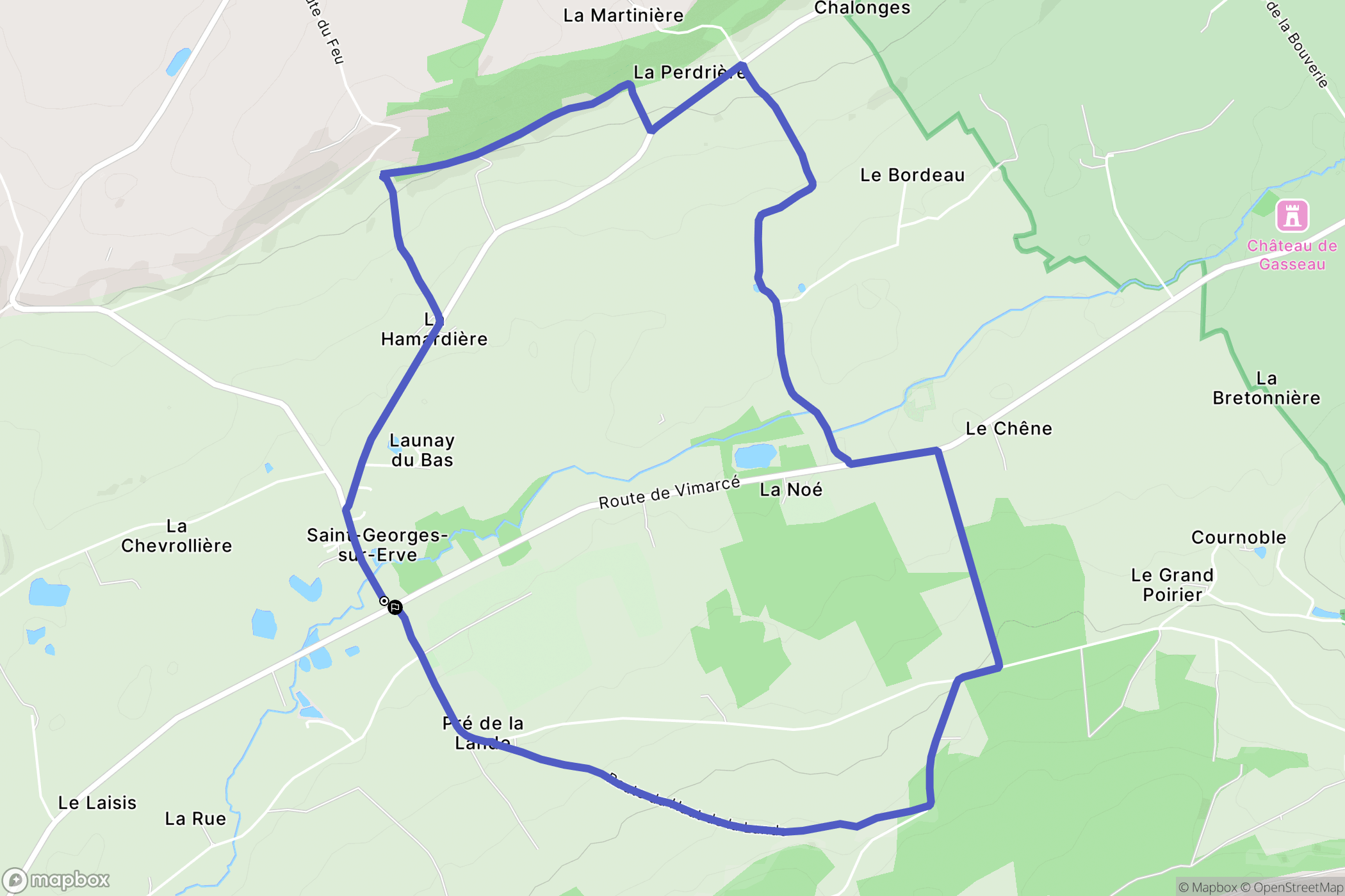 Saint-Georges-sur-Erve : carte du parcours de randonnée - France