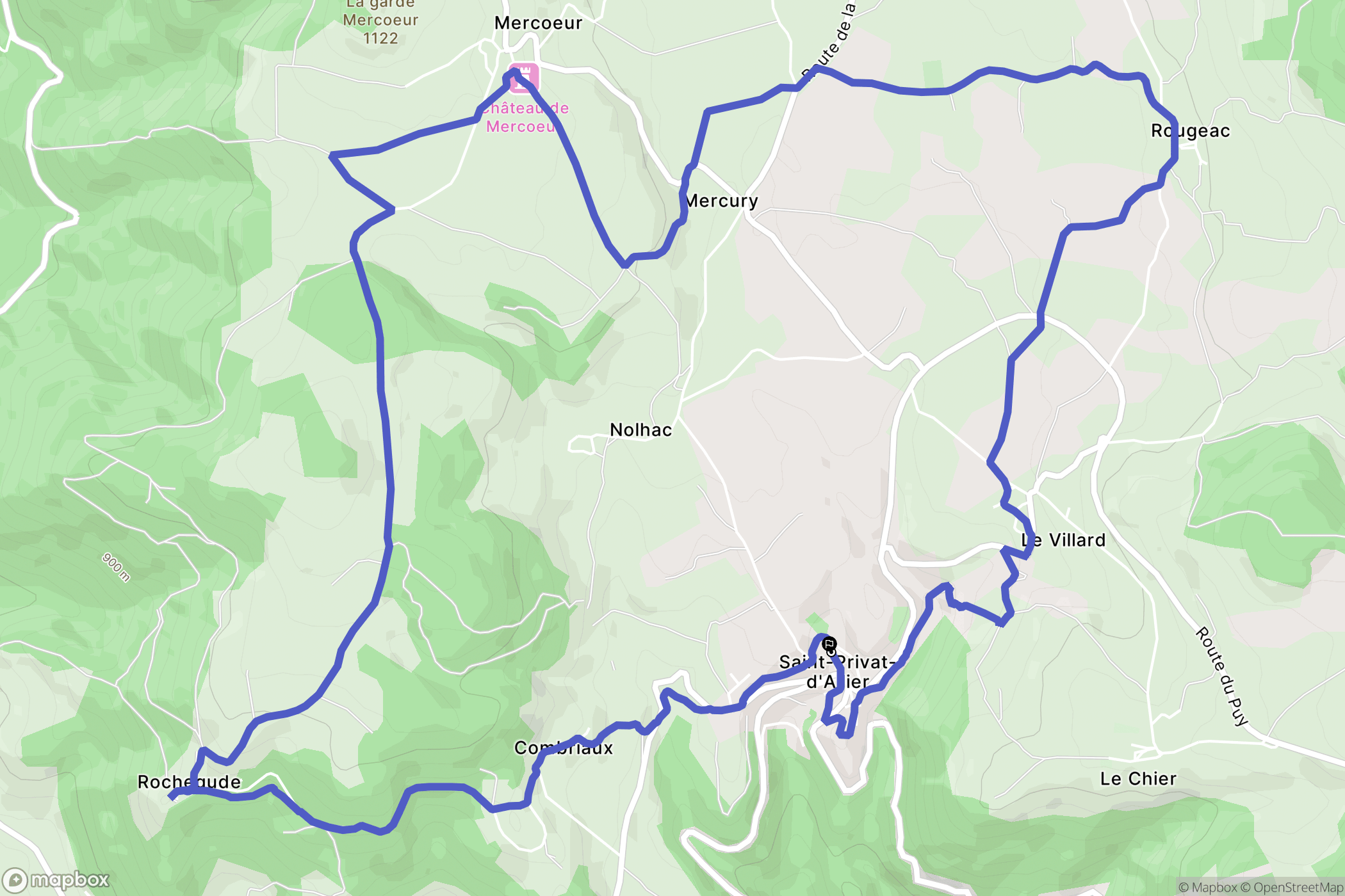 Saint-Privat-d'Allier : carte du parcours de randonnée - France