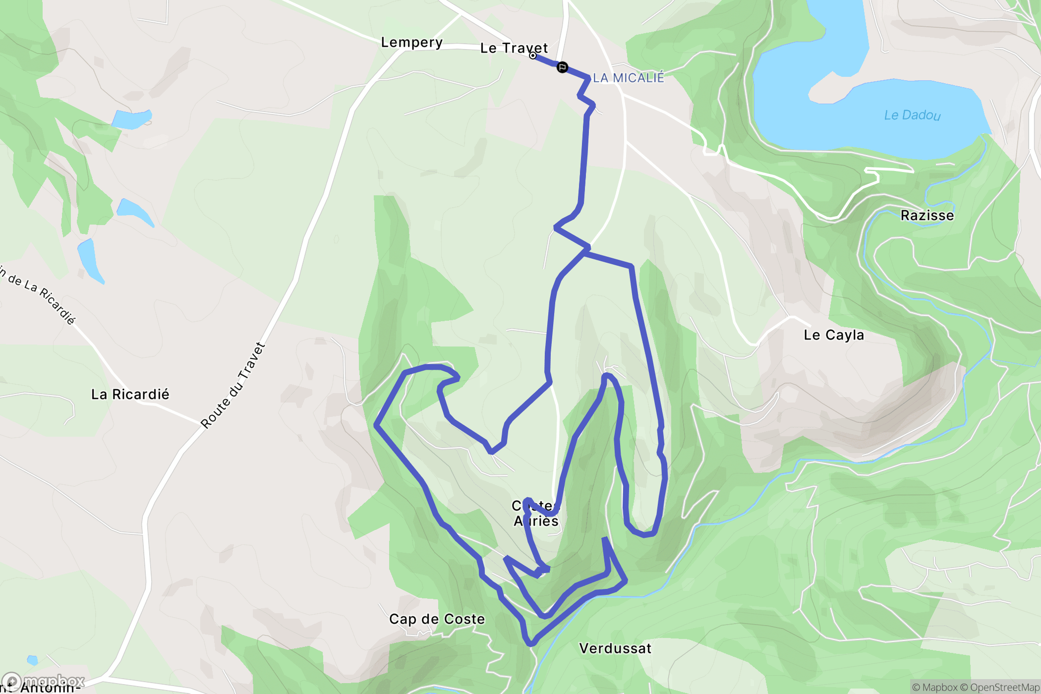 Terre-de-Bancalié : carte du parcours de randonnée - France