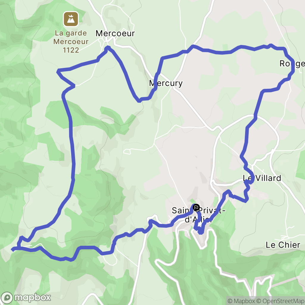 Saint-Privat-d'Allier : carte du parcours de randonnée - France