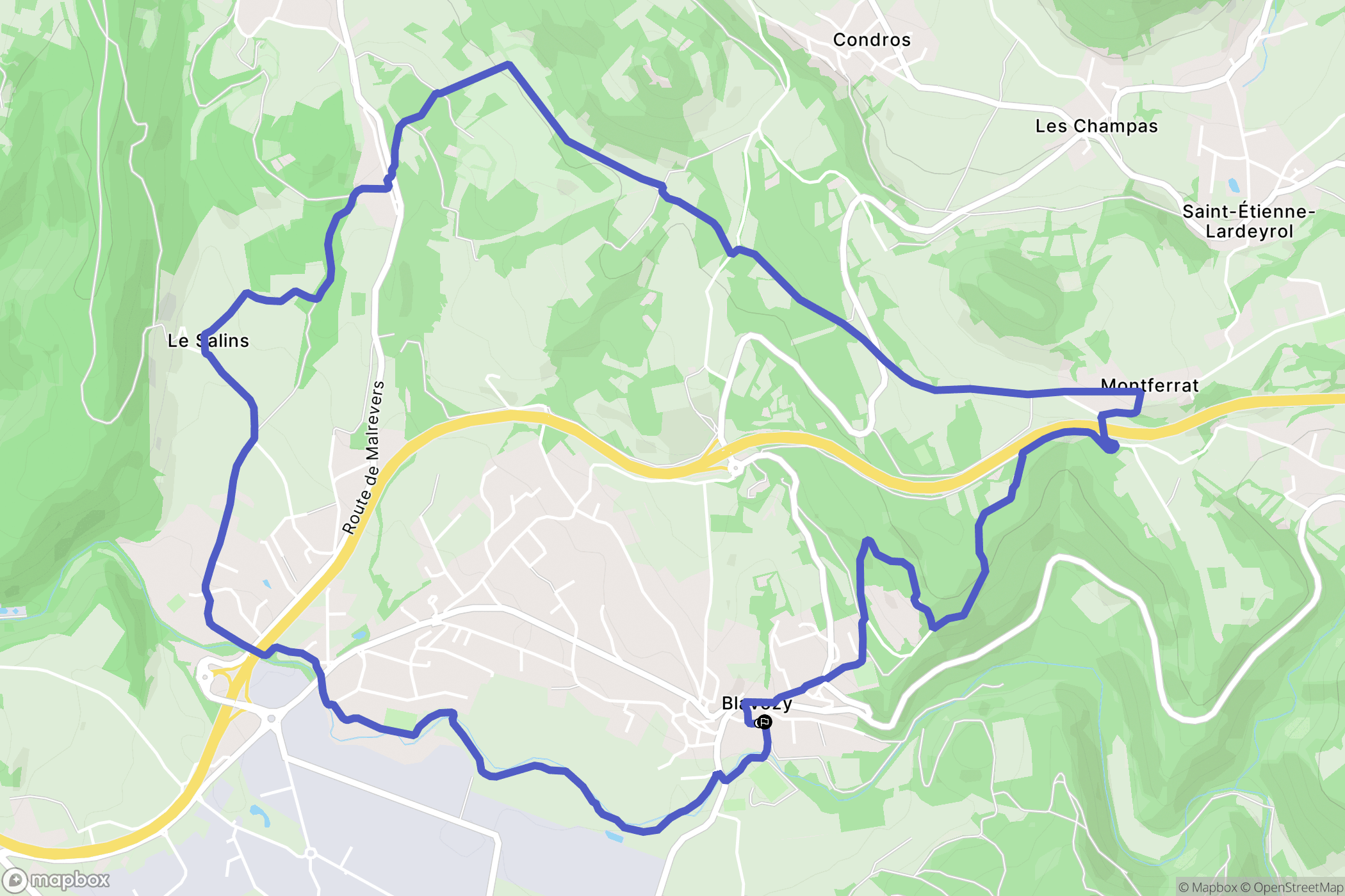 Blavozy : carte du parcours de randonnée - France