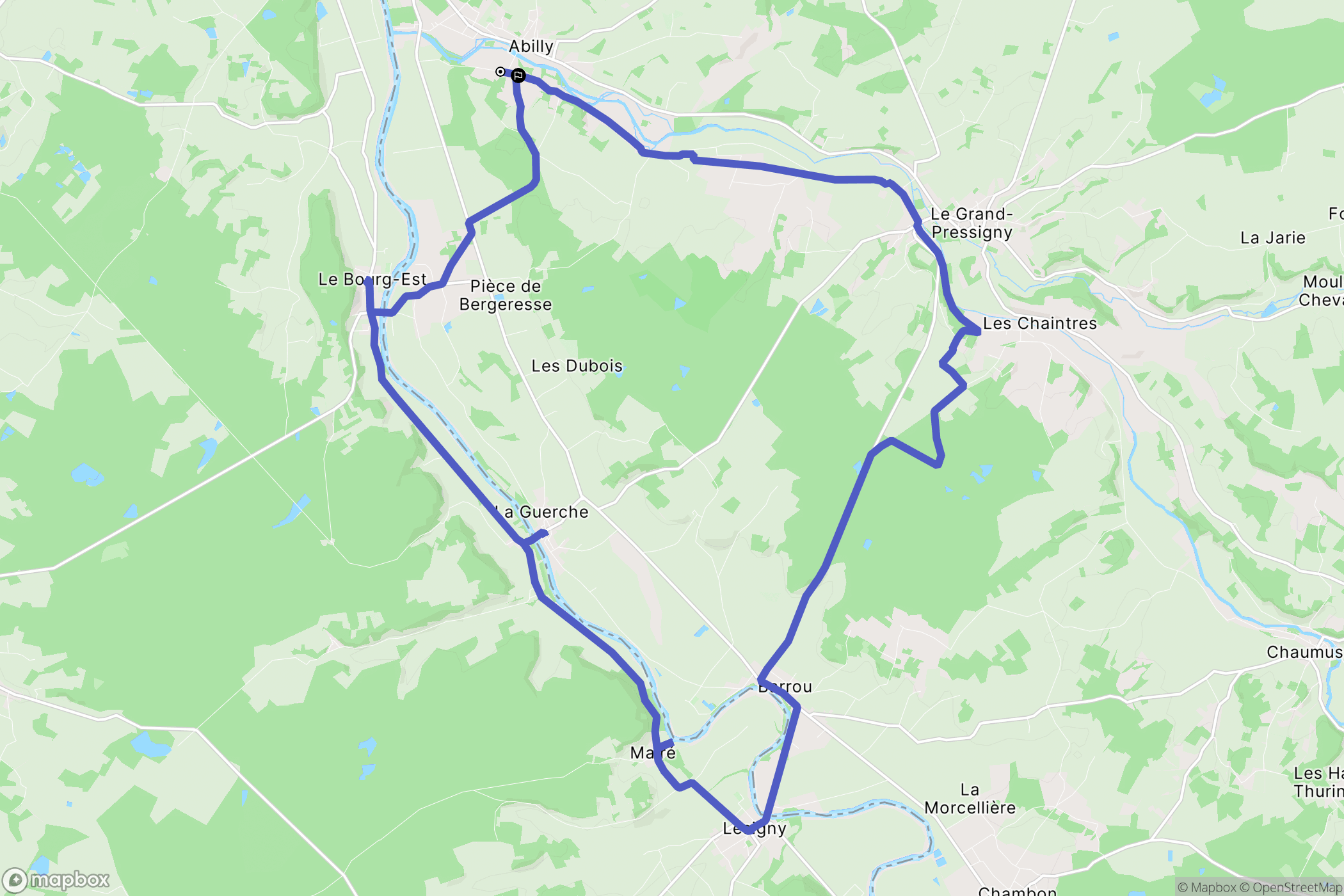 Abilly : carte du parcours de randonnée - France