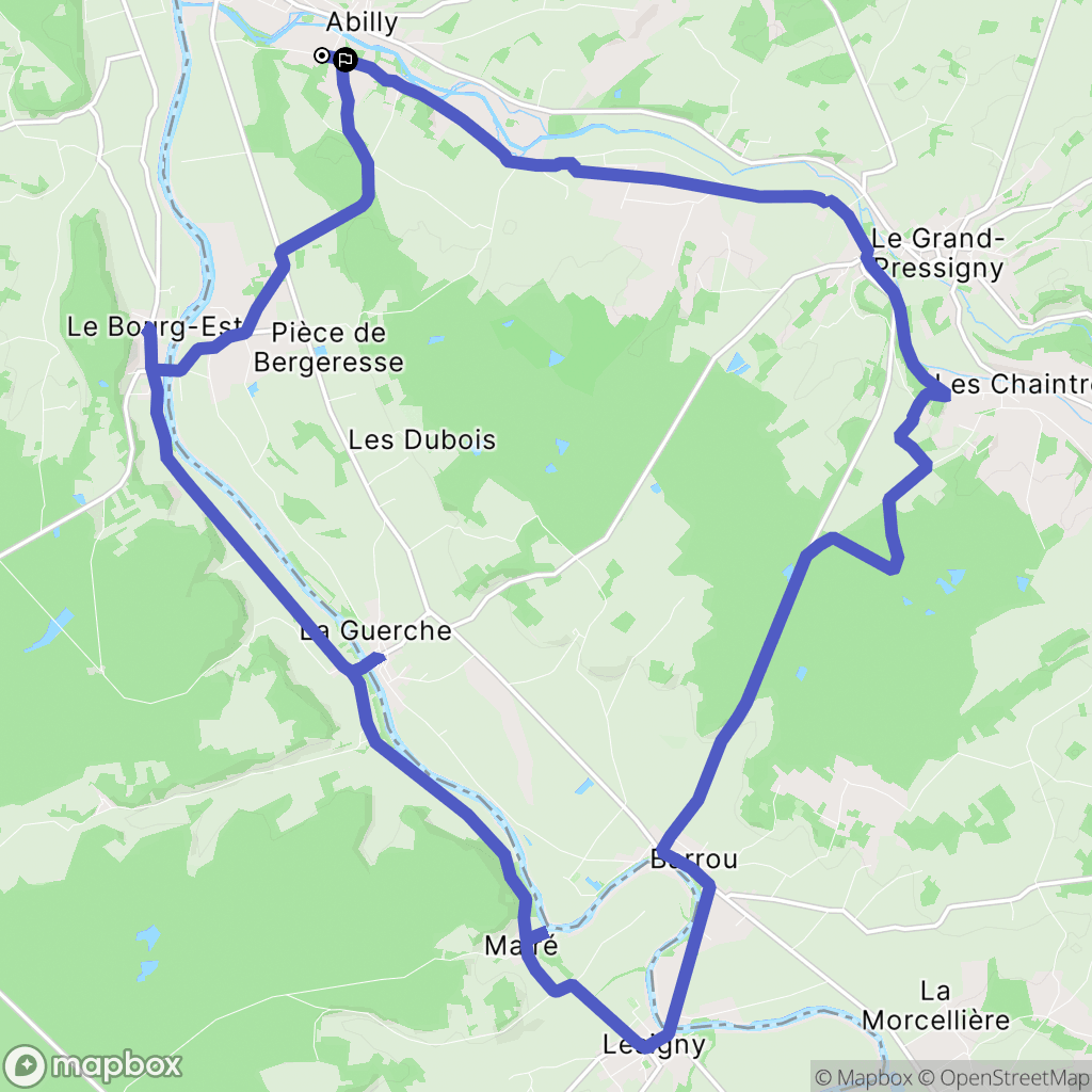 Abilly : carte du parcours de randonnée - France