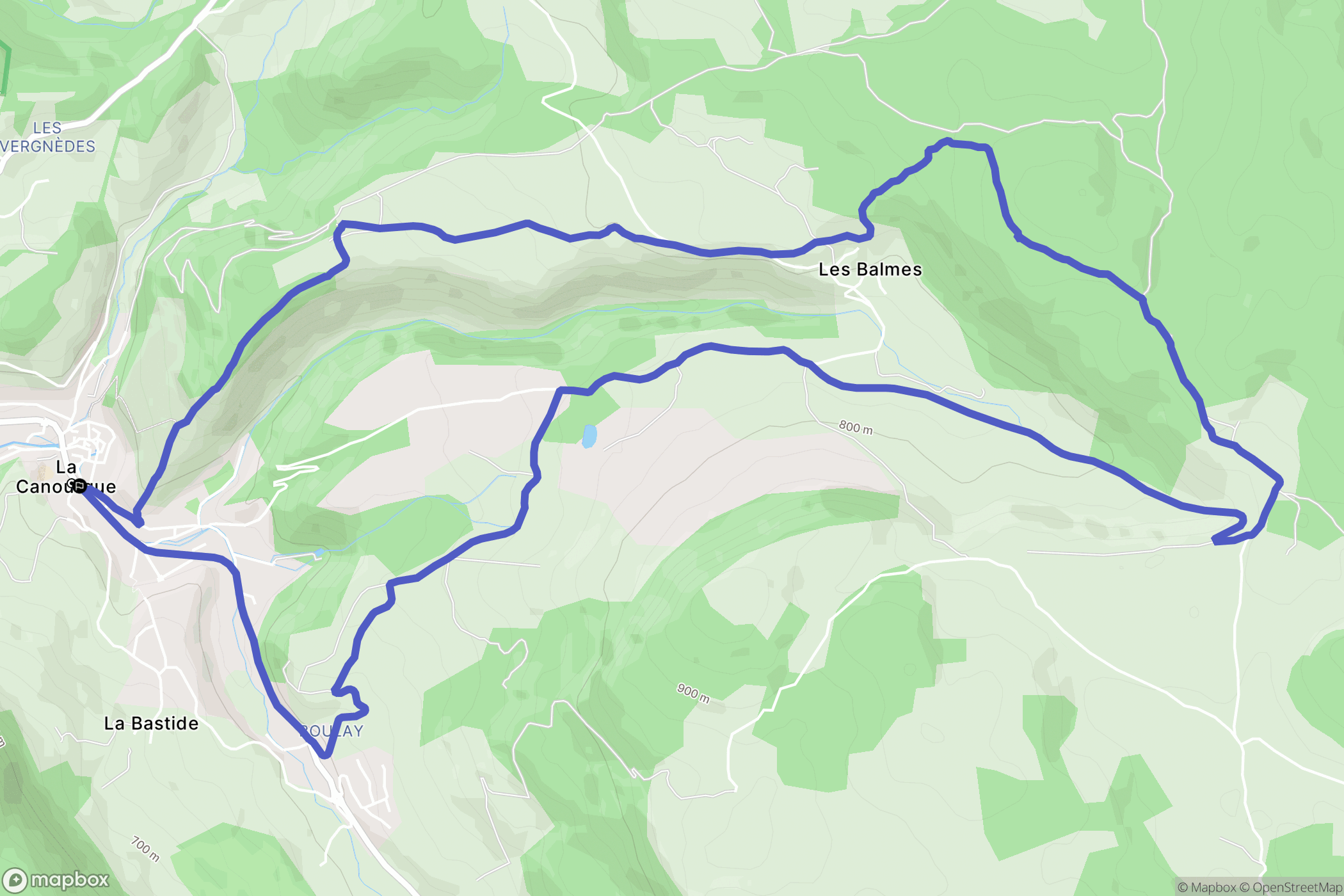 La Canourgue : carte du parcours de randonnée - France