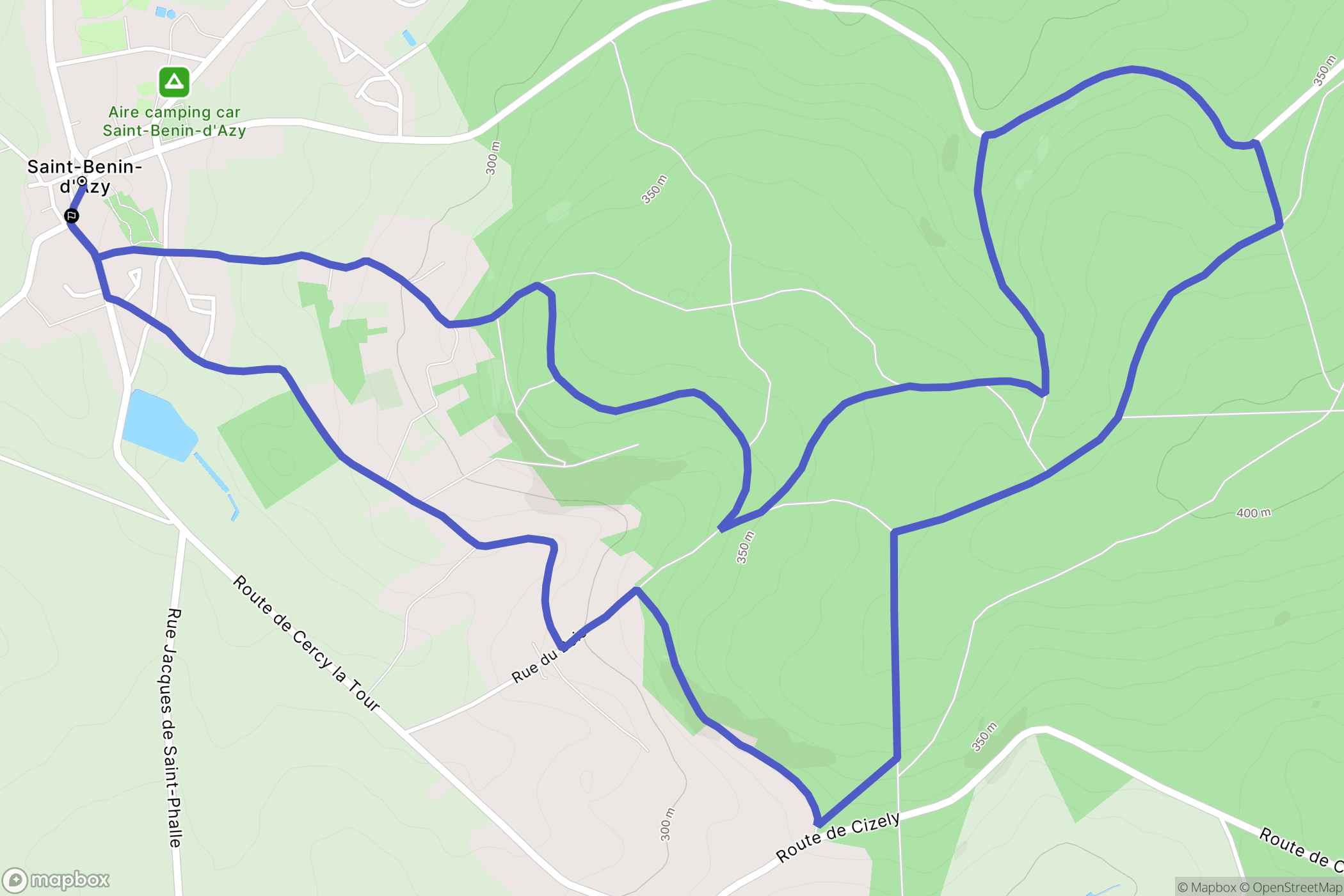 Saint-Benin-d'Azy : carte du parcours de randonnée - France