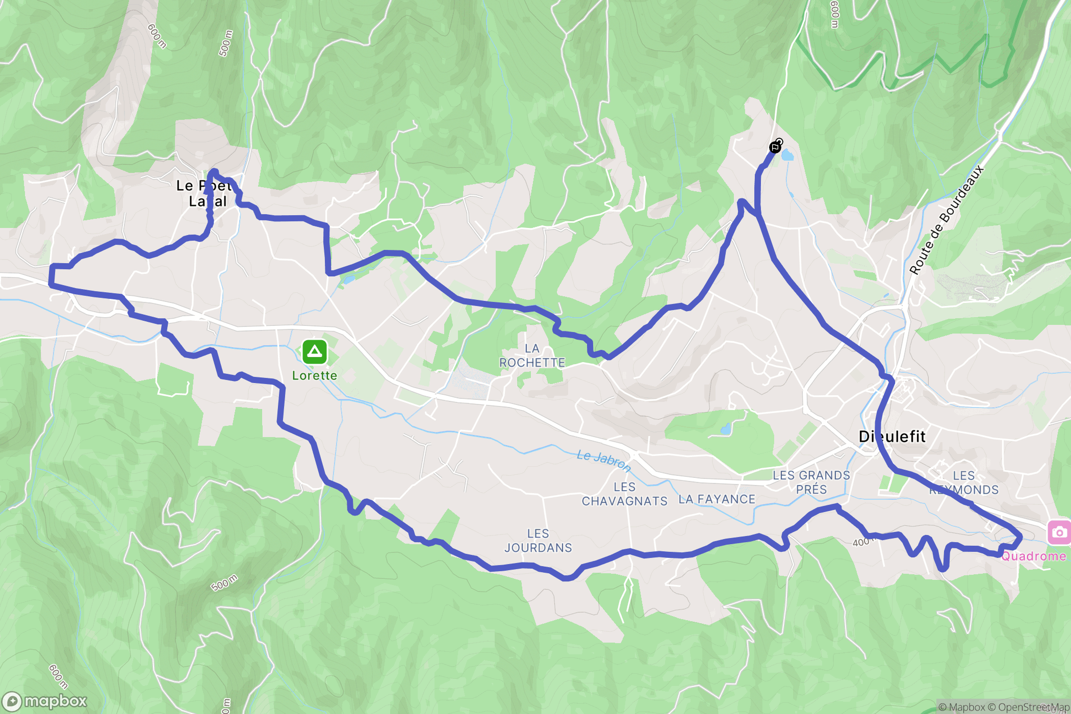 Le Poët-Laval, Dieulefit : carte du parcours de randonnée - France