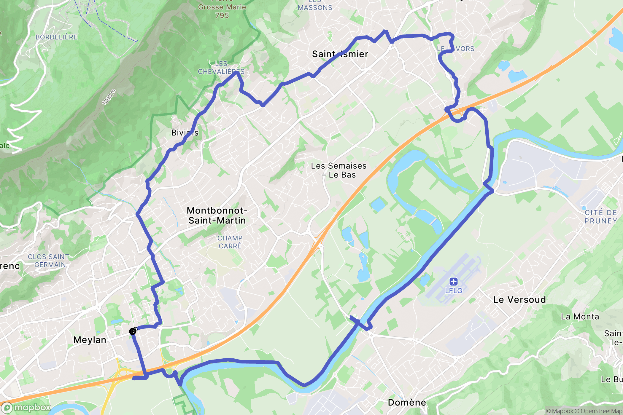 Meylan : carte du parcours de randonnée - France
