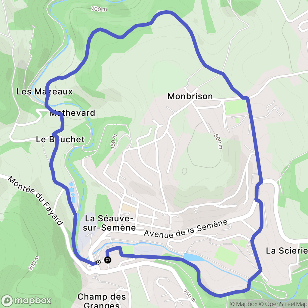 La Séauve-sur-Semène : carte du parcours de randonnée - France