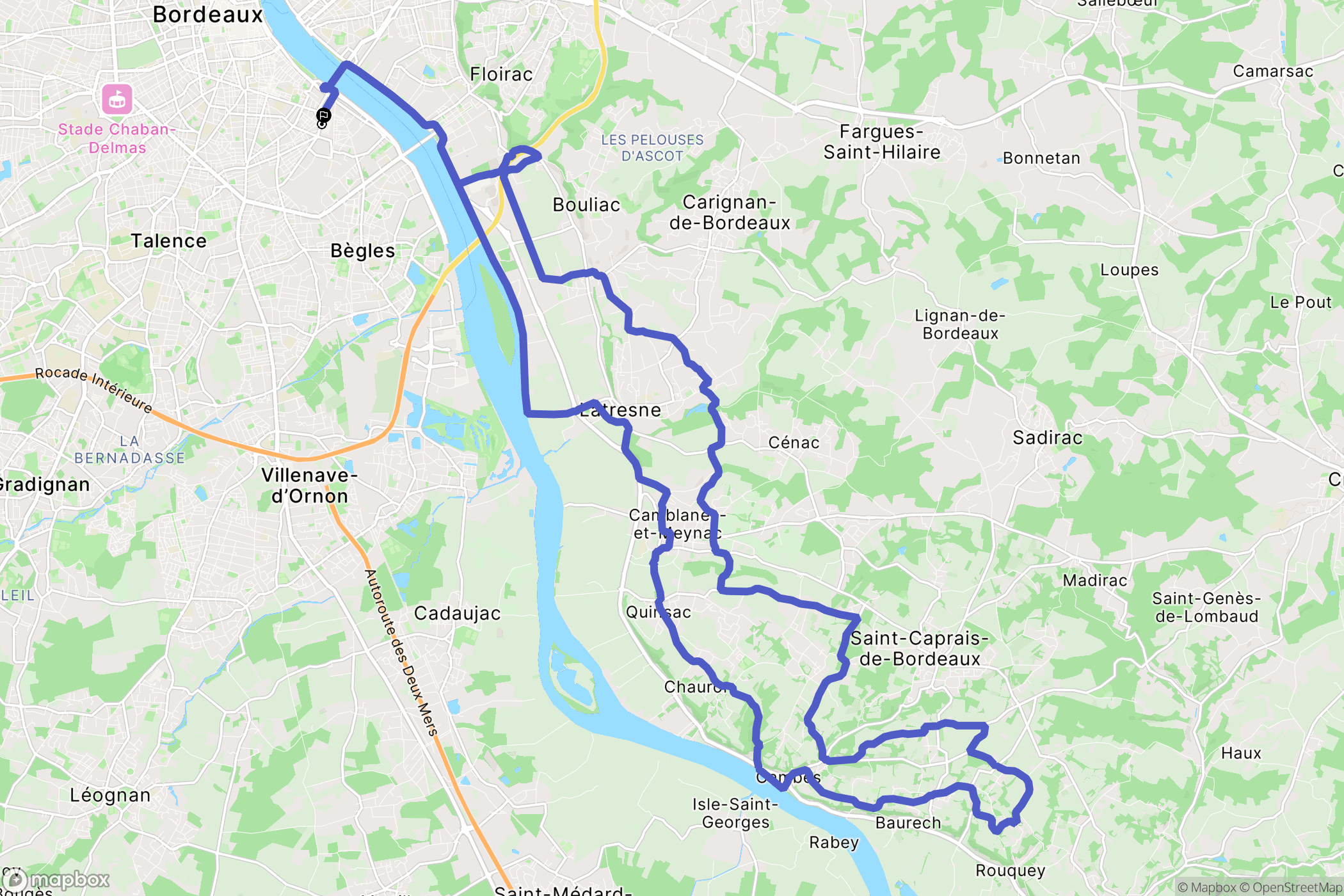 Bordeaux : carte du parcours de randonnée - France