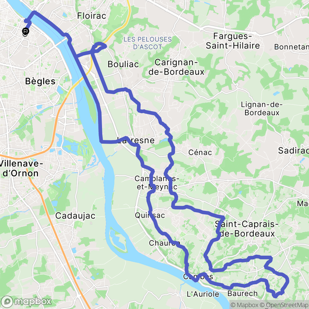 Bordeaux : carte du parcours de randonnée - France