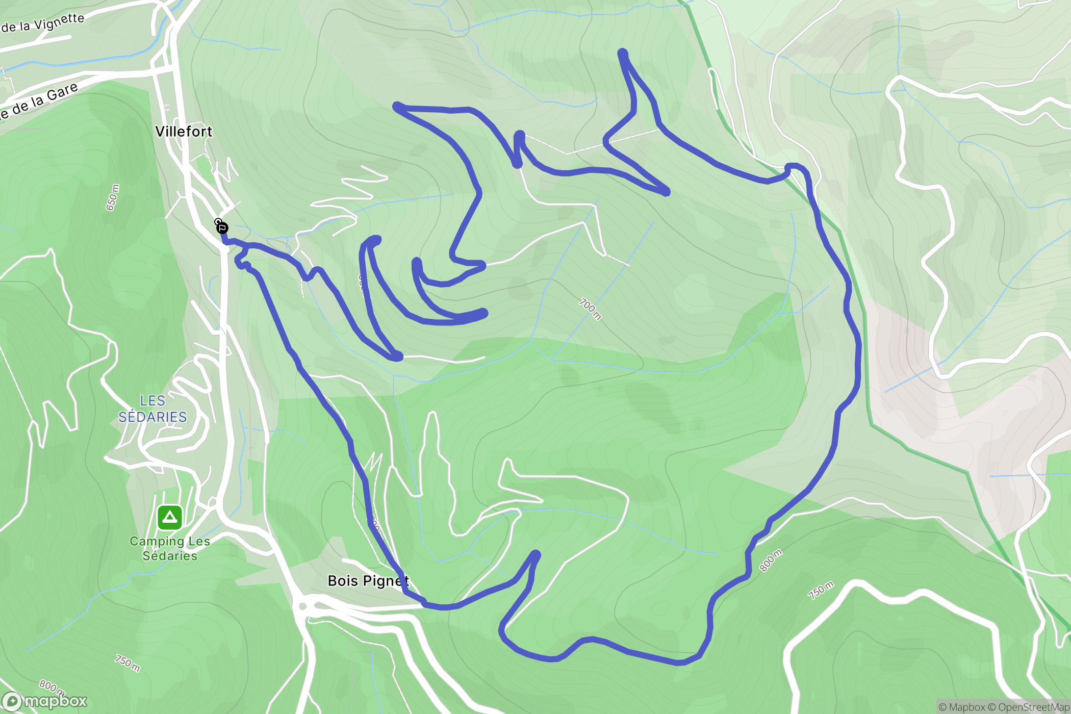Villefort : carte du parcours de randonnée - France