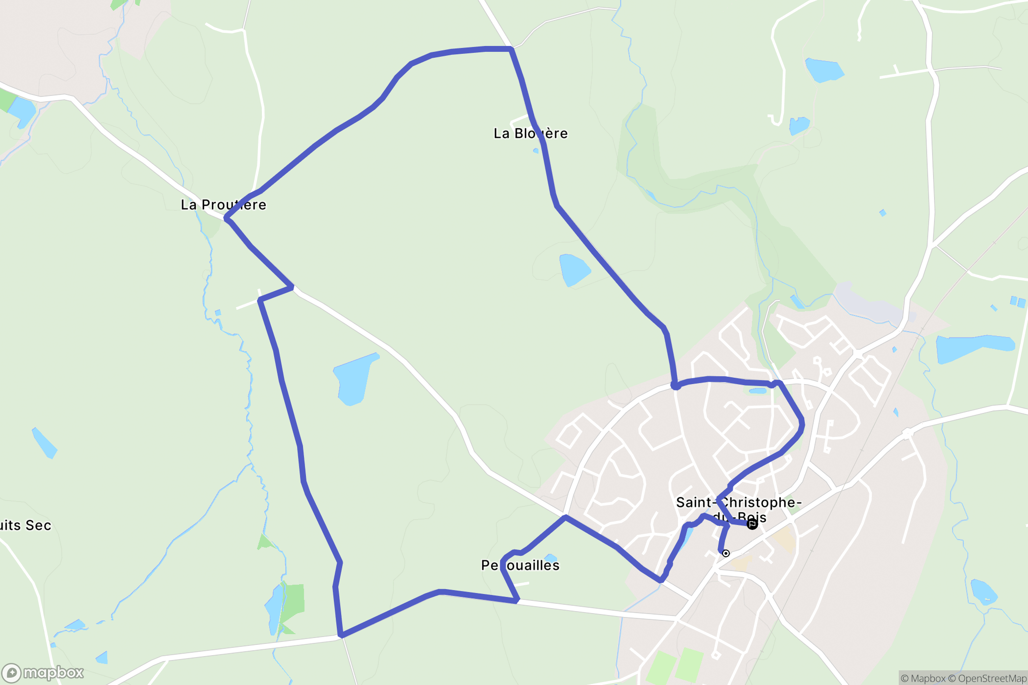 Saint-Christophe-du-Bois : carte du parcours de randonnée - France
