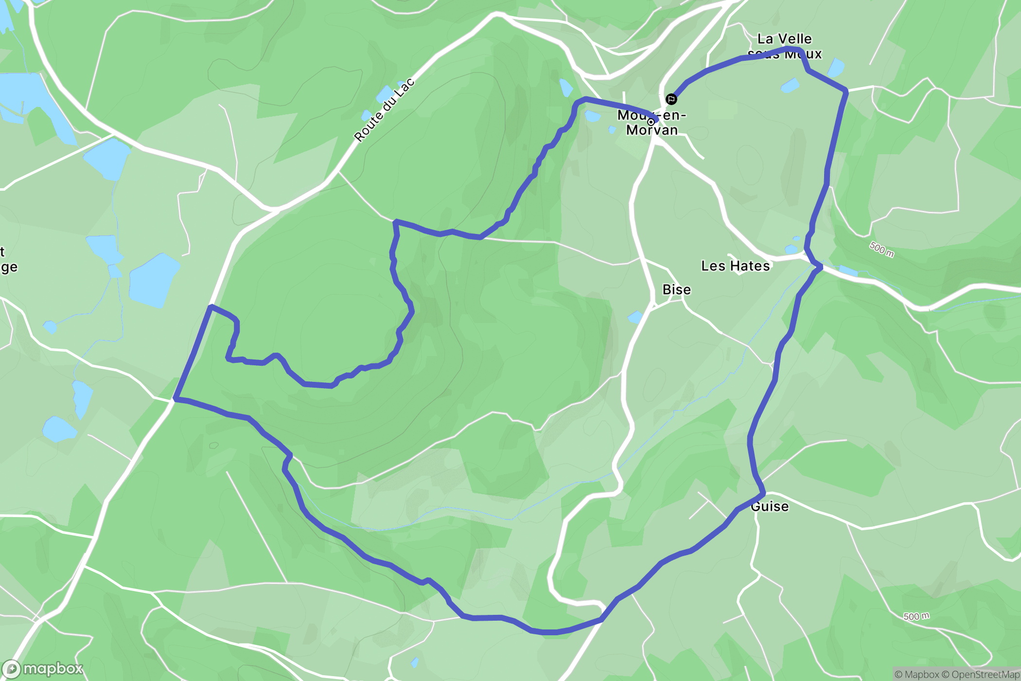 Moux-en-Morvan : carte du parcours de randonnée - France