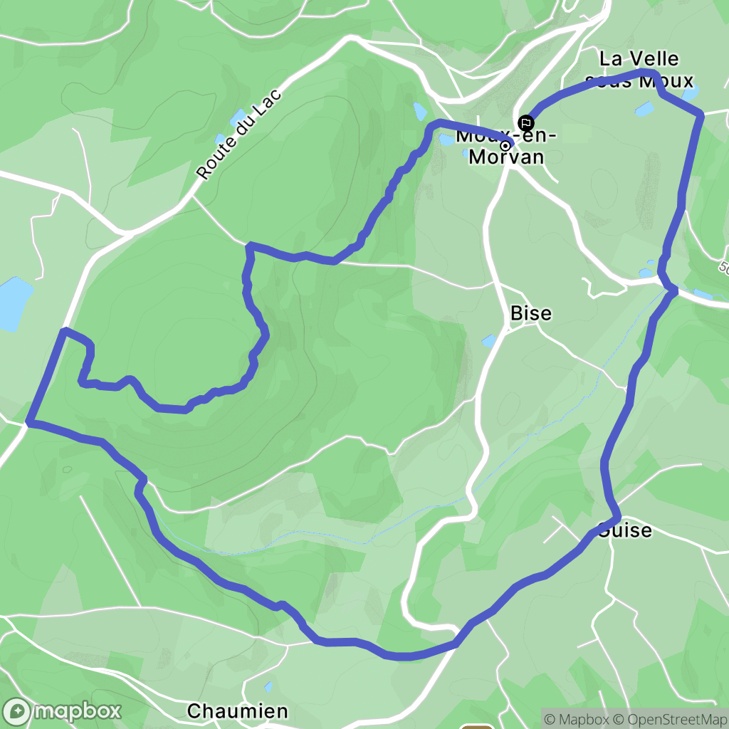 Moux-en-Morvan : carte du parcours de randonnée - France