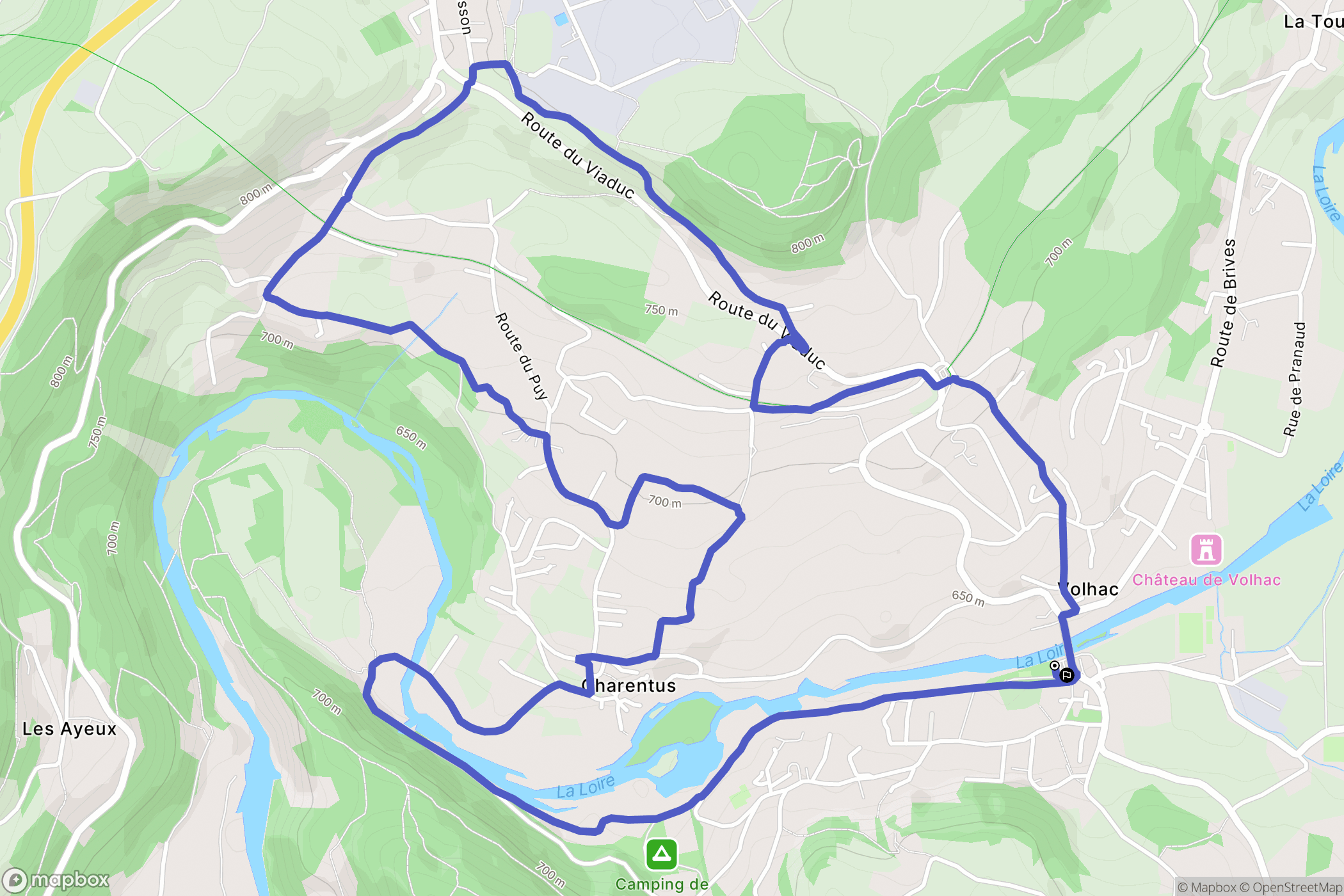Coubon : carte du parcours de randonnée - France