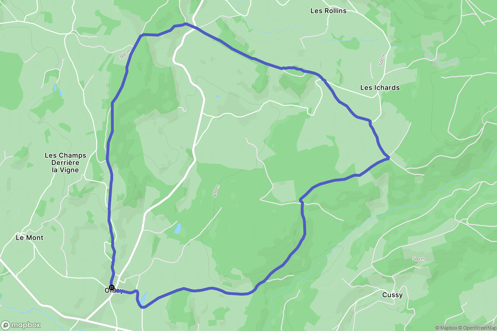 Onlay : carte du parcours de randonnée - France