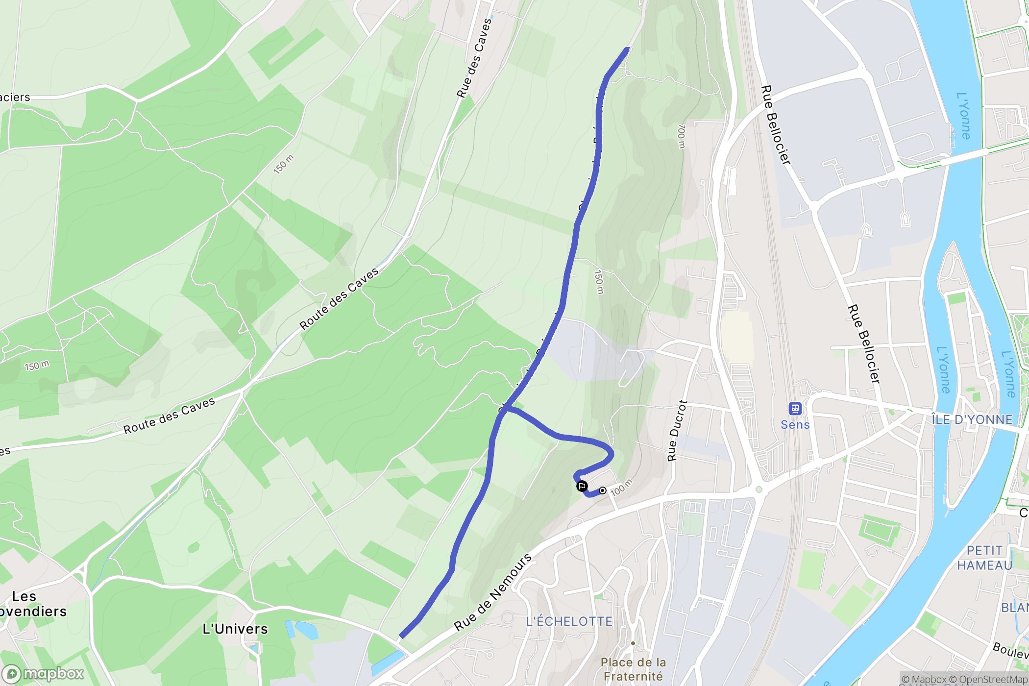 Paron : carte du parcours de randonnée - France