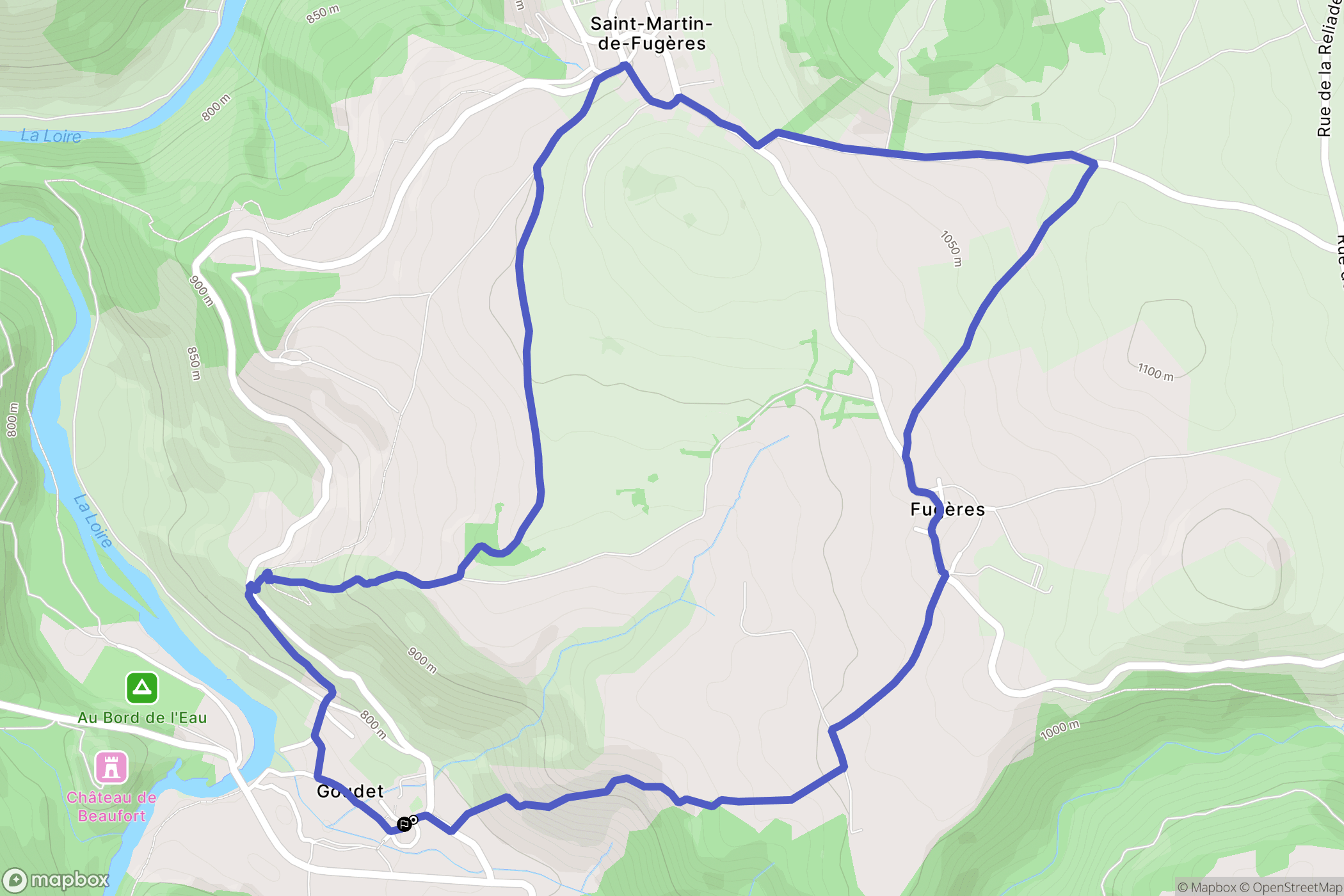 Goudet : carte du parcours de randonnée - France