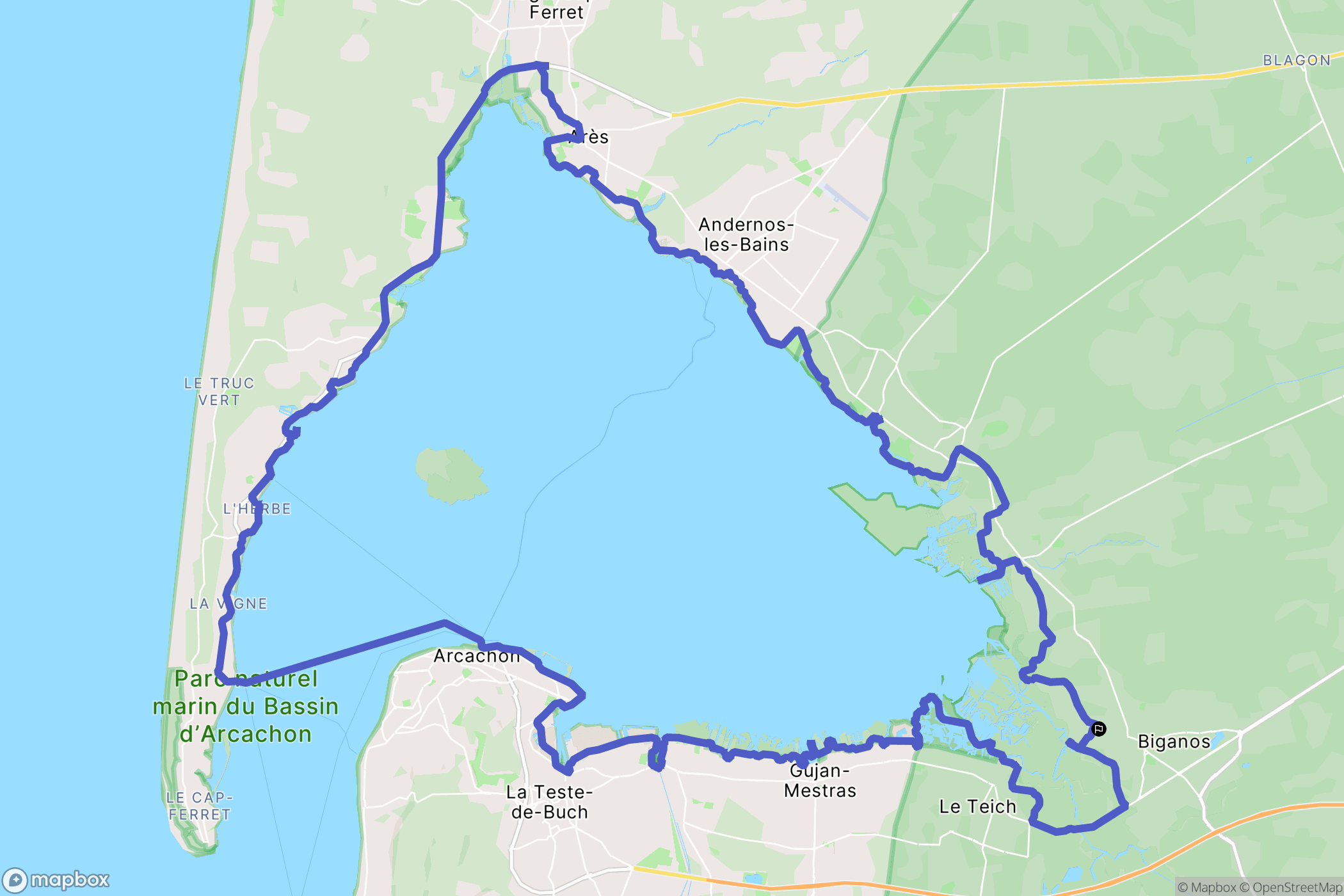 Biganos : carte du parcours de randonnée - France
