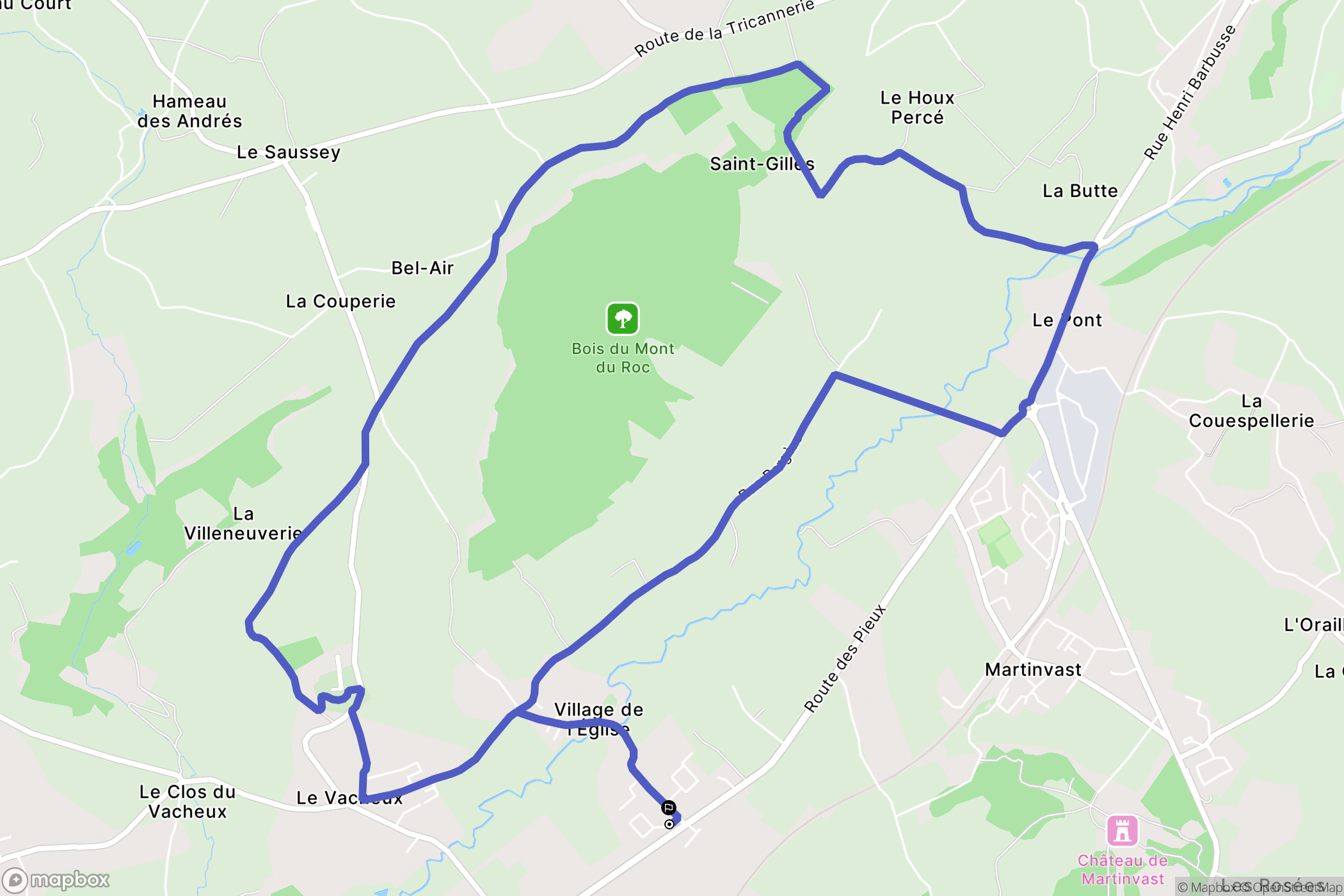 Sideville : carte du parcours de randonnée - France