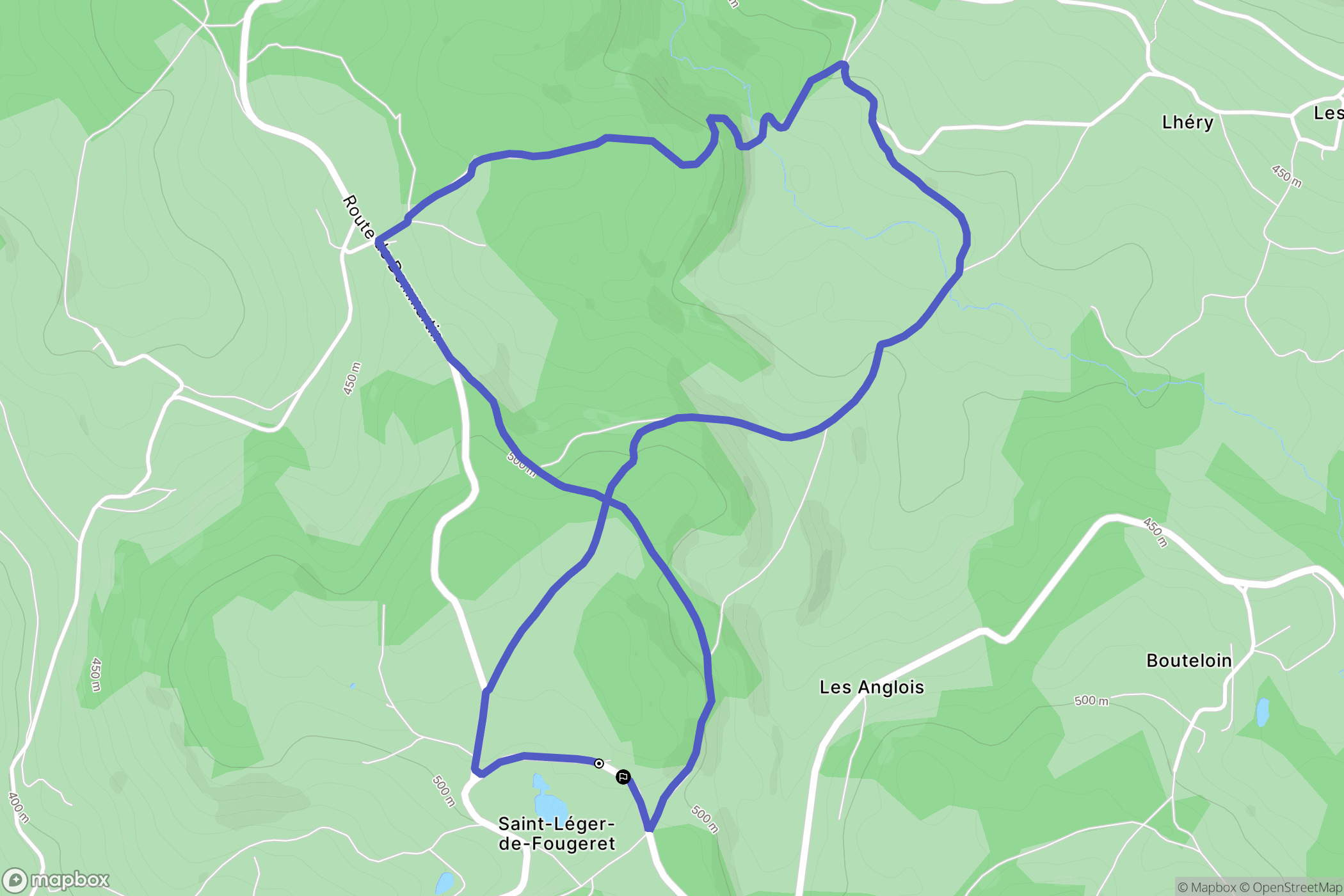 Saint-Léger-de-Fougeret : carte du parcours de randonnée - France