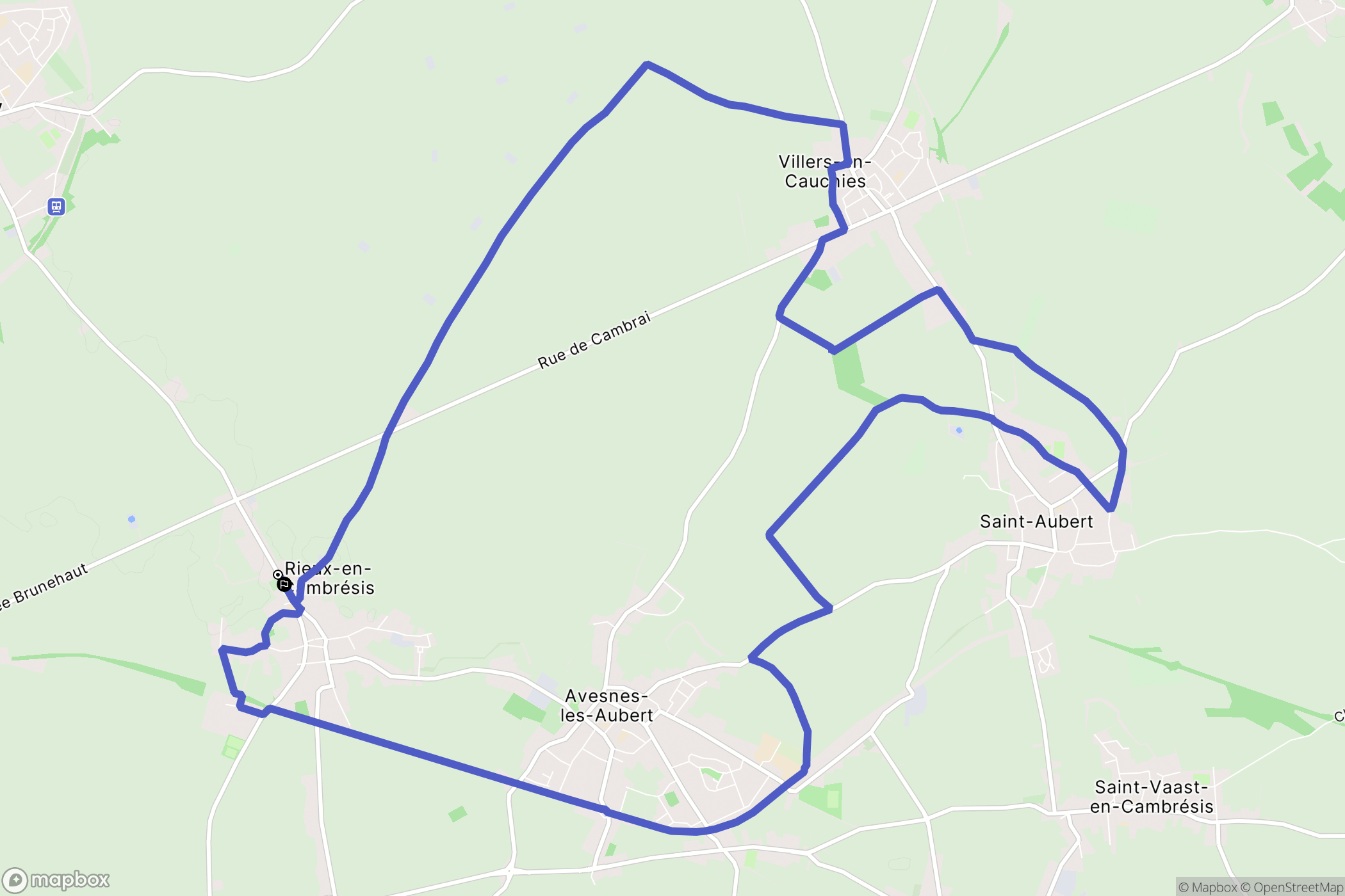 Rieux-en-Cambrésis : carte du parcours de randonnée - France