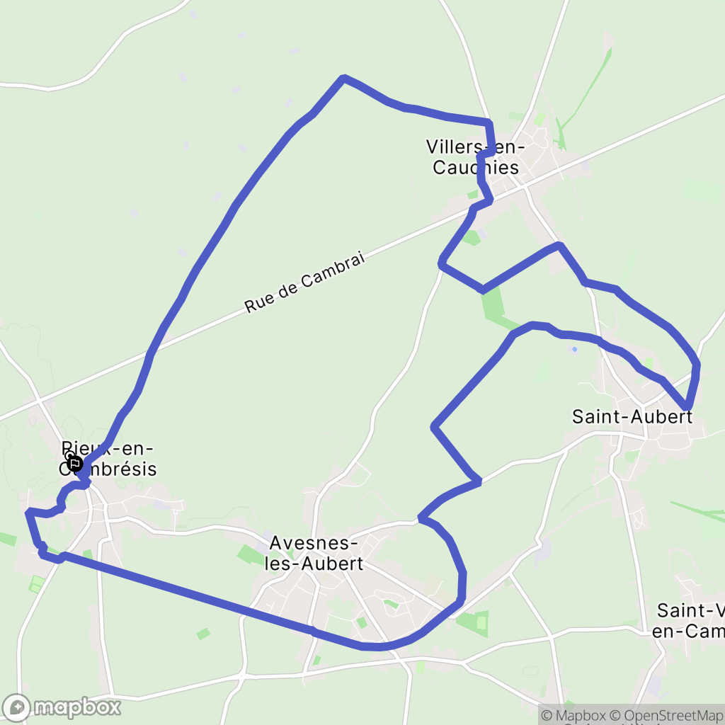 Rieux-en-Cambrésis : carte du parcours de randonnée - France