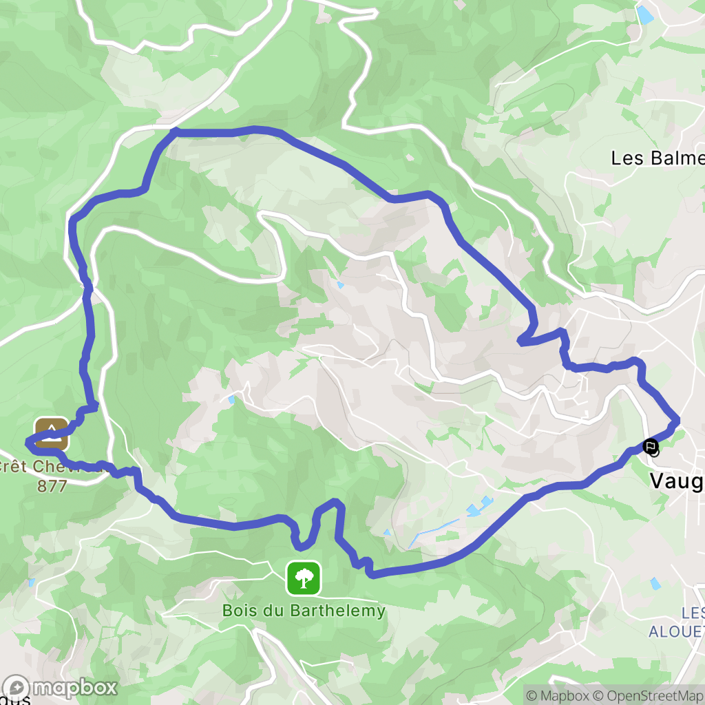 Vaugneray : carte du parcours de randonnée - France